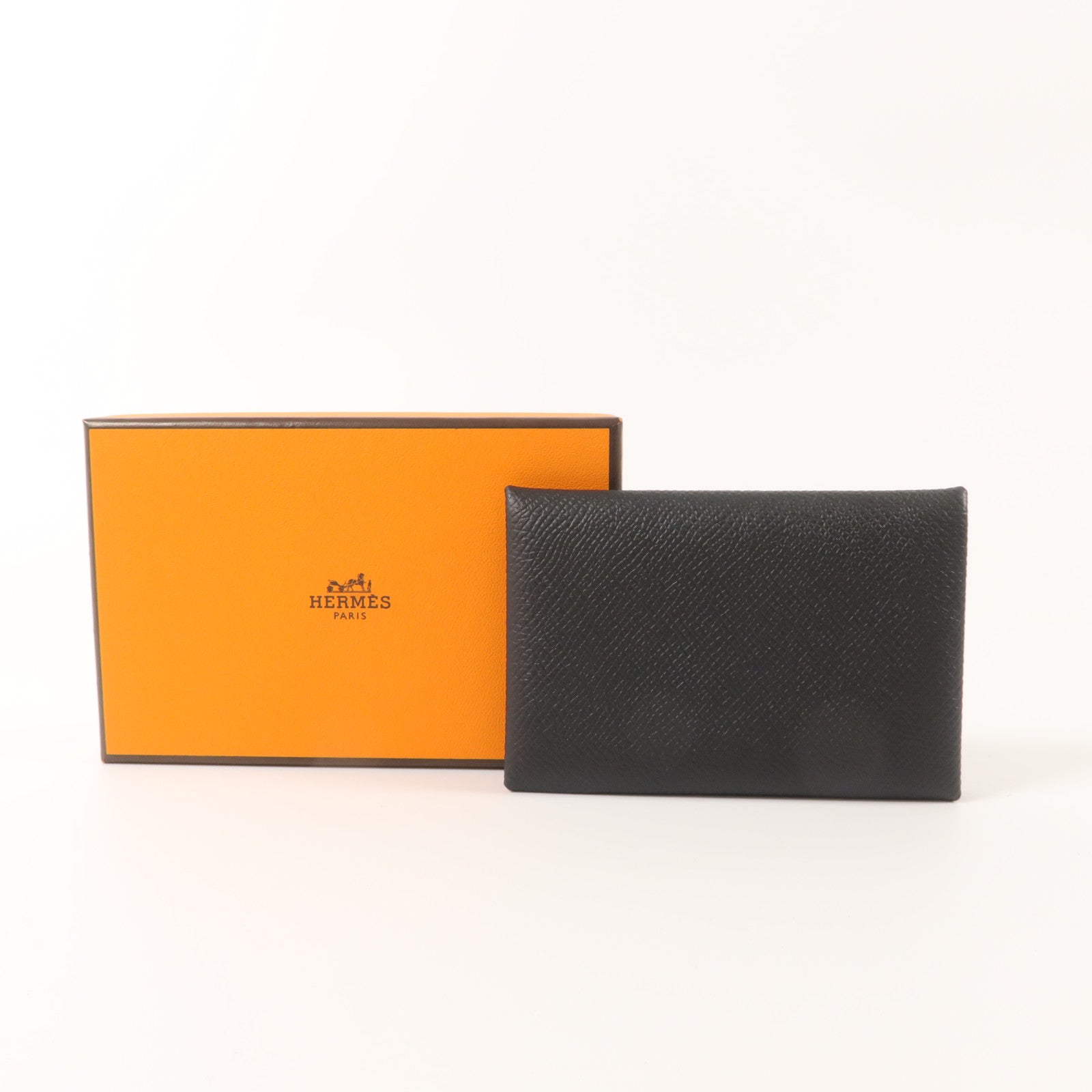 HERMES Epsom皮革Calvi Card Case卡片套Noir