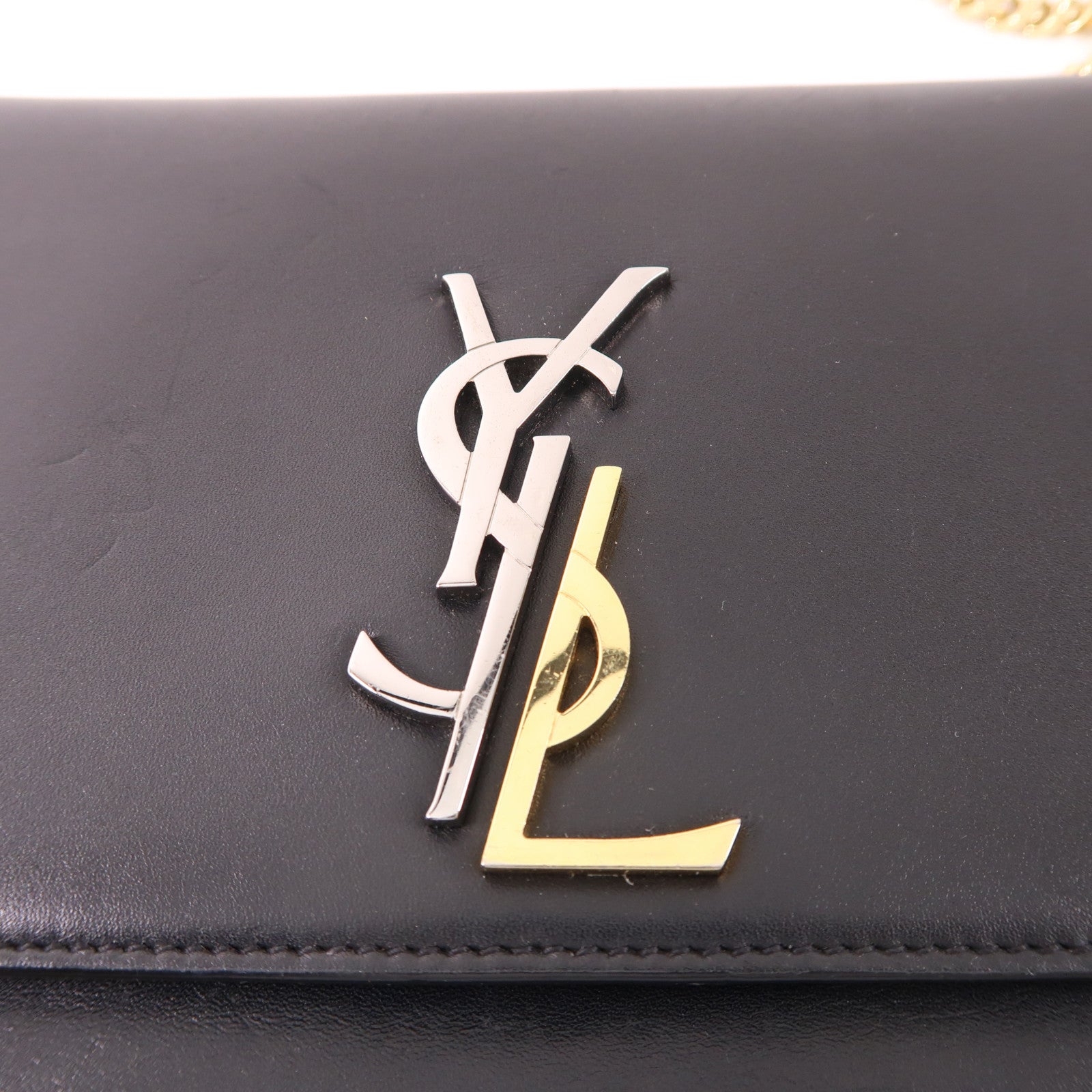 SAINT LAURENT 牛皮皮革Shoulder Bag金扣鏈帶肩背袋