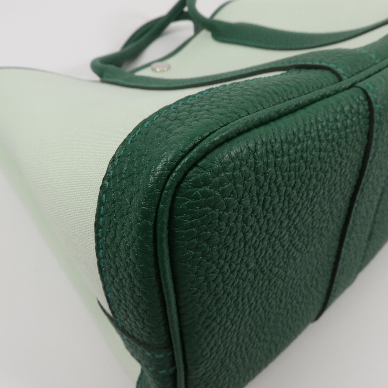 HERMES 帆布/Negonda皮革Garden Party TPM手挽袋Vert Peppermint/Moyen