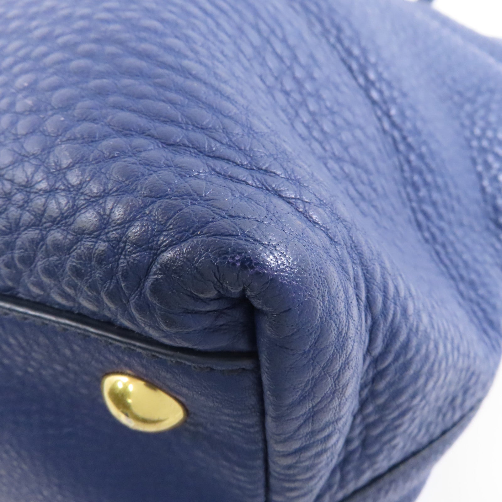 Miu Miu 牛皮皮革2 Way Shoulder Tote金扣手挽肩背兩用袋藍色