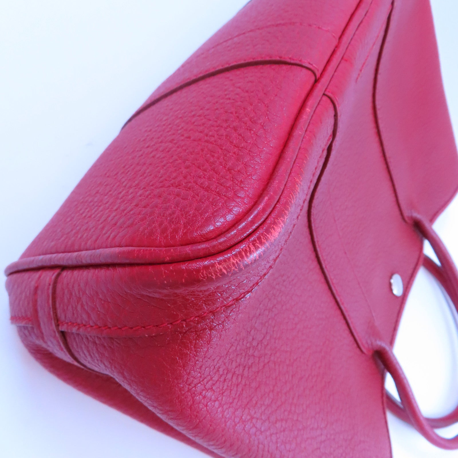 HERMES PHW Garden Party TPM Handbag Negonda Leather Q5 Rouge Casaque Red