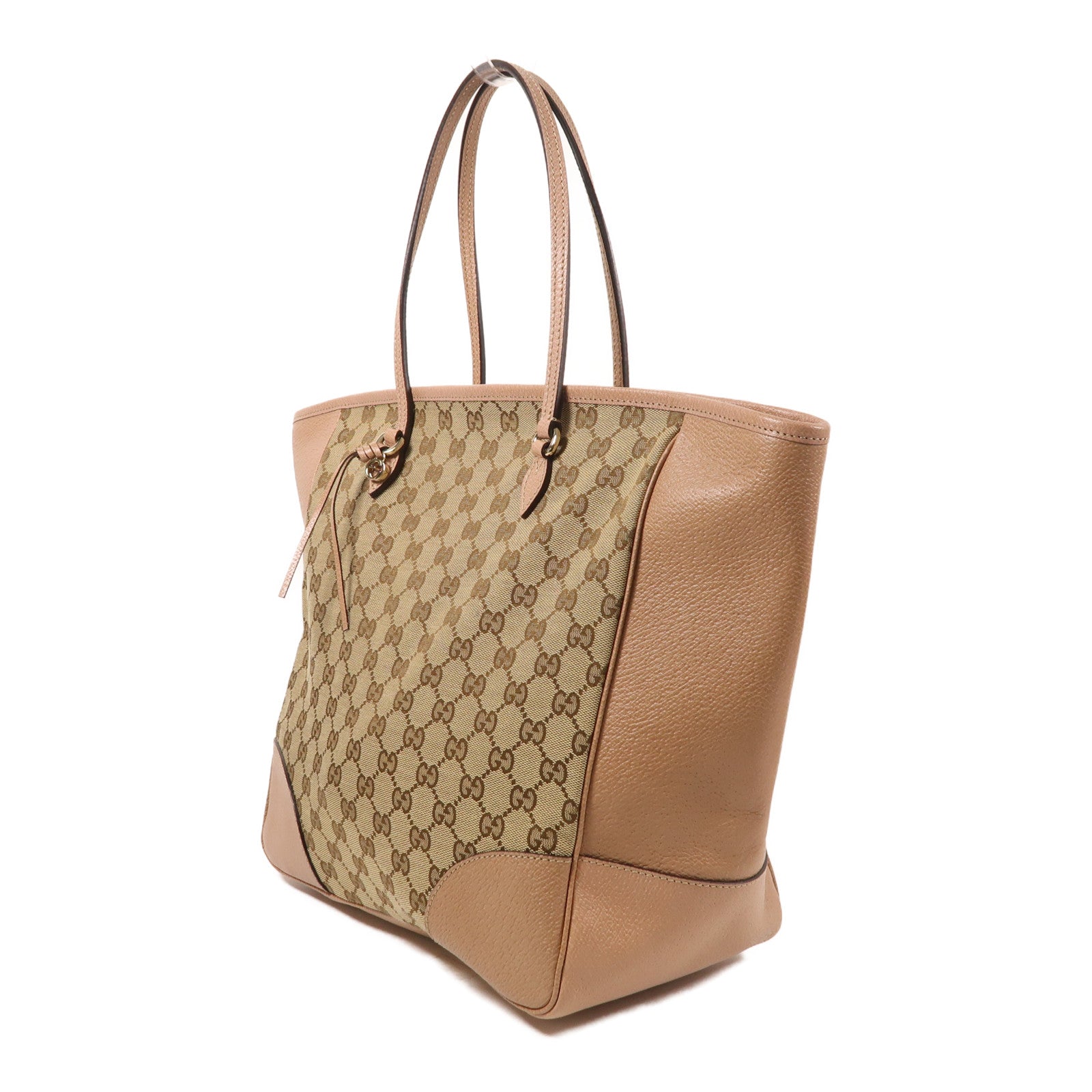 GUCCI 帆布/皮革Tote Bag金扣肩背袋