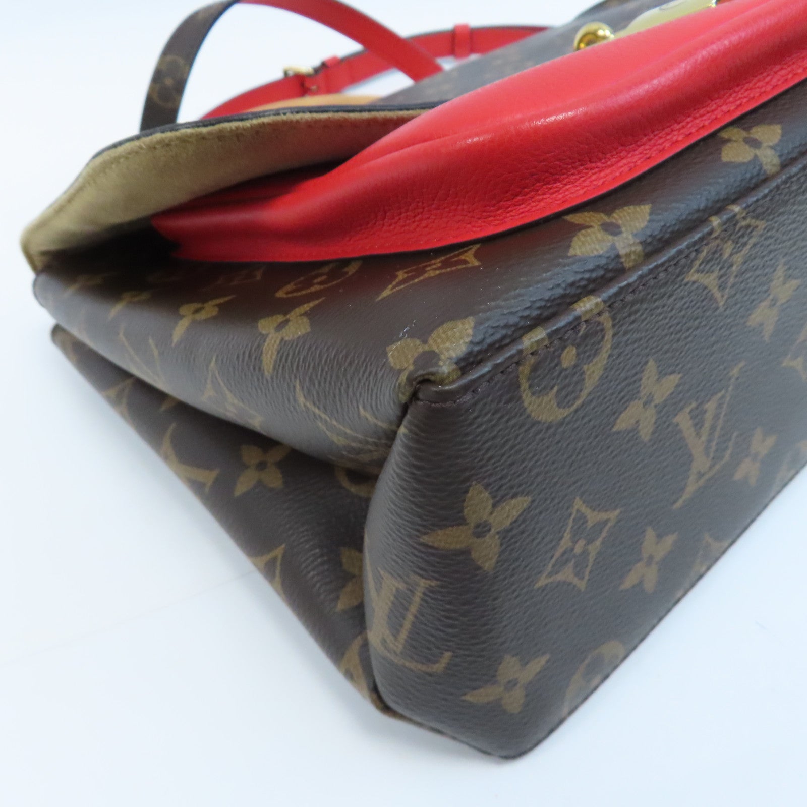LOUIS VUITTON 【激減優惠】Monogram Marignan金扣手挽肩背兩用袋啡色/紅色