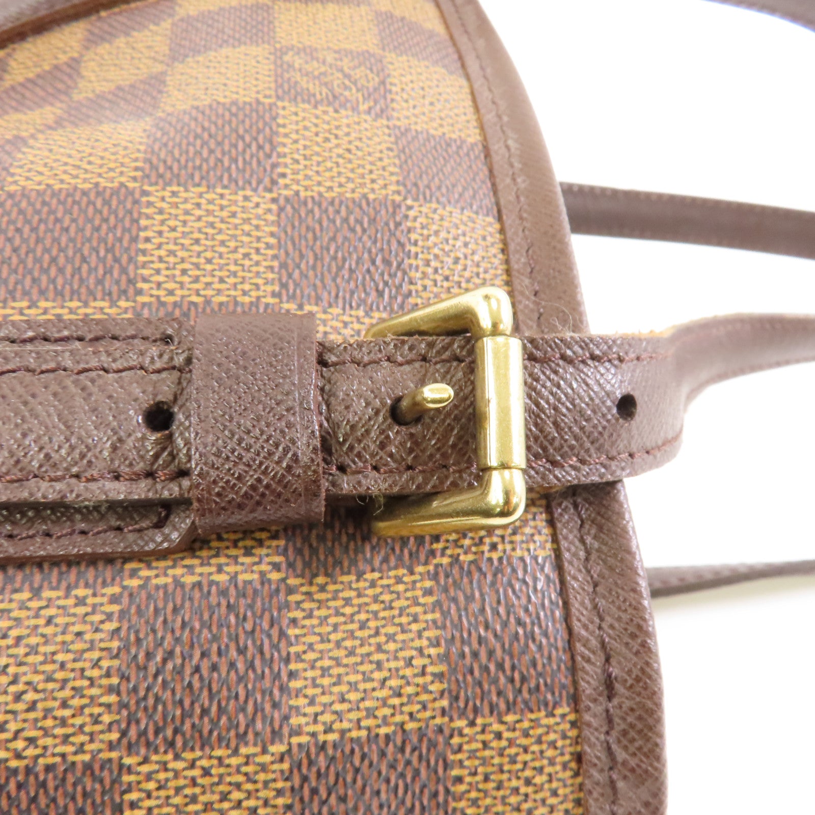 LOUIS VUITTON Damier Marais金扣手挽袋棕色