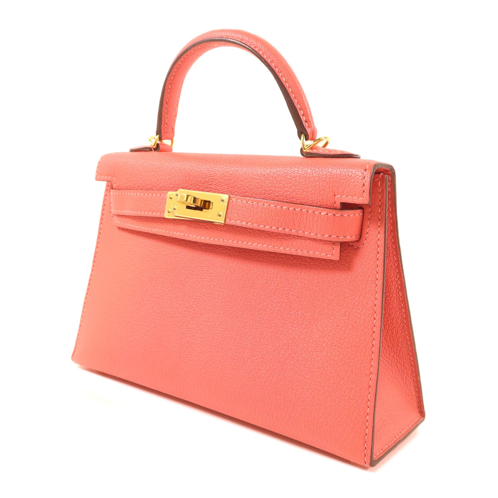 HERMES Chevre皮革Mini Kelly II手挽肩背兩用袋Rose Extreme