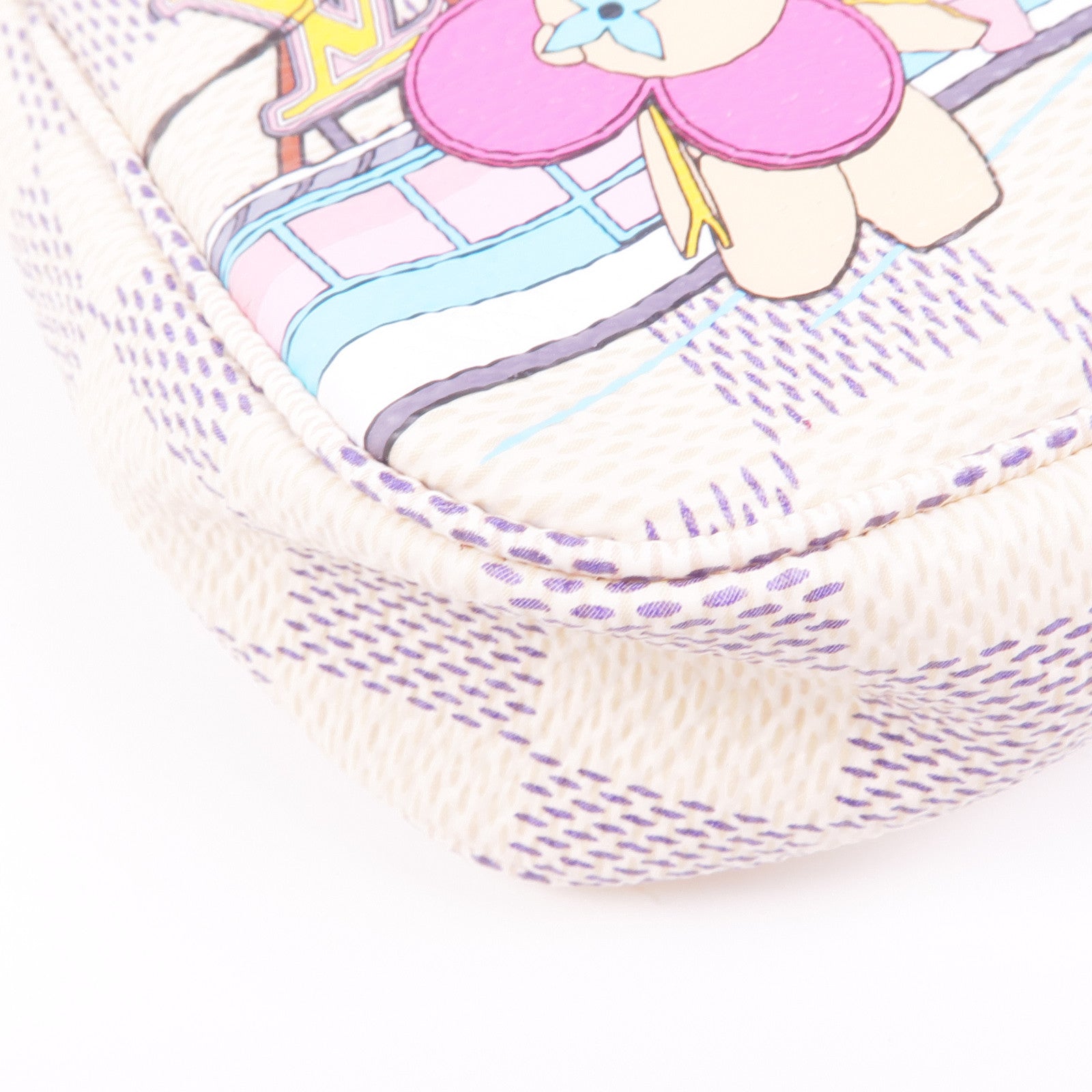 LOUIS VUITTON Damier Azur Mini Pochette金扣鏈帶手挽袋