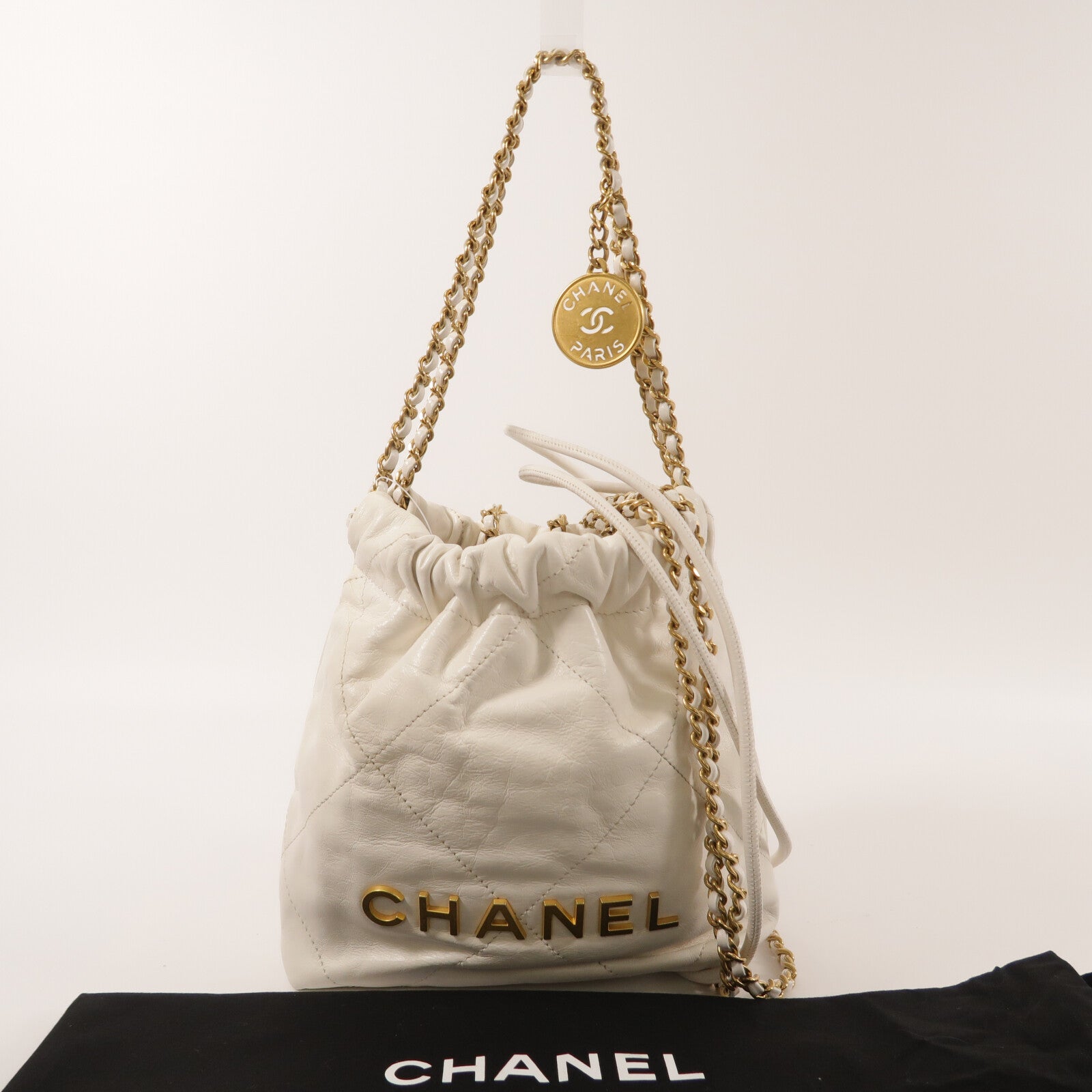CHANEL 牛皮皮革Chanel 22 Mini鏈帶肩背袋