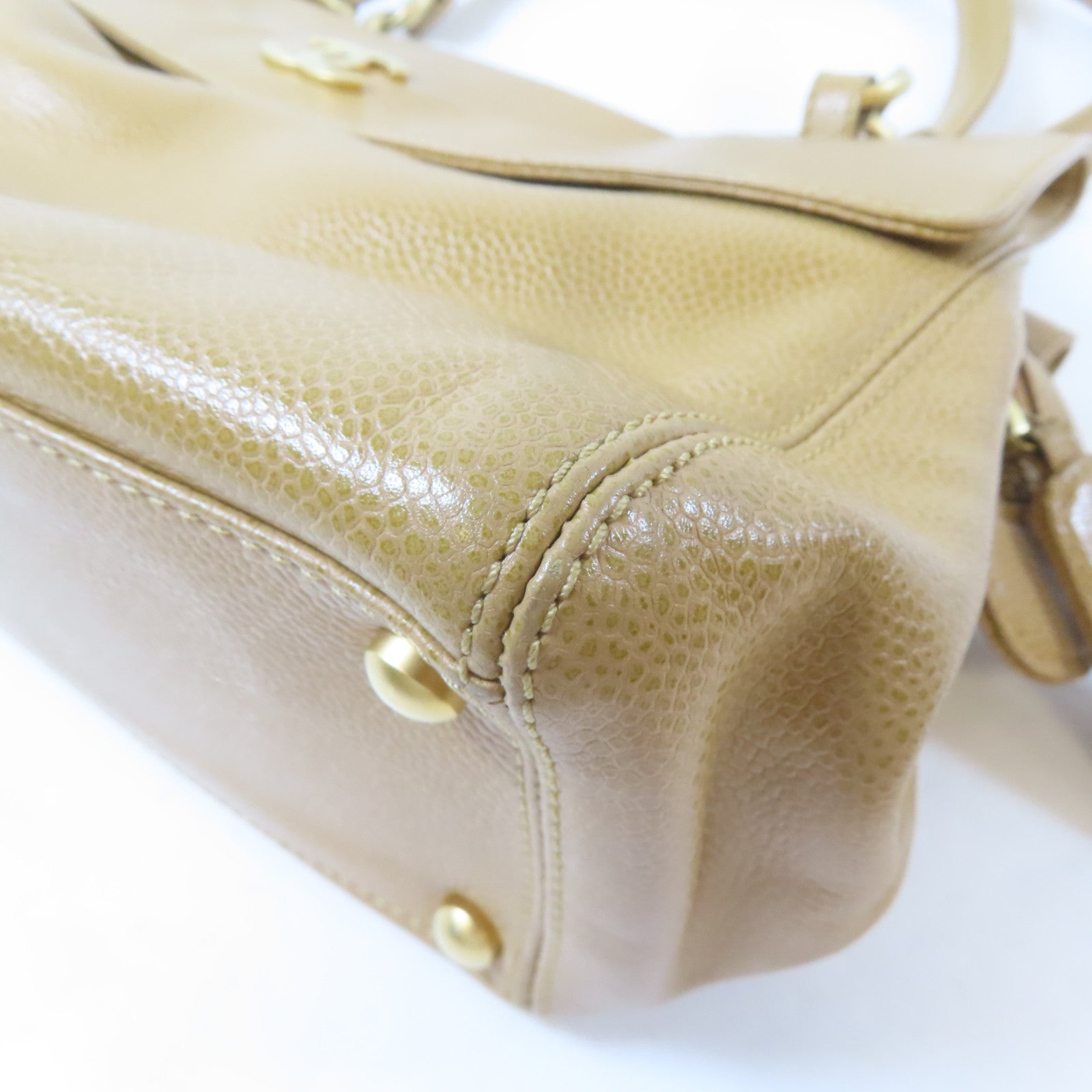 CHANEL Caviar皮革Shoulder Bag金扣肩背袋啡色