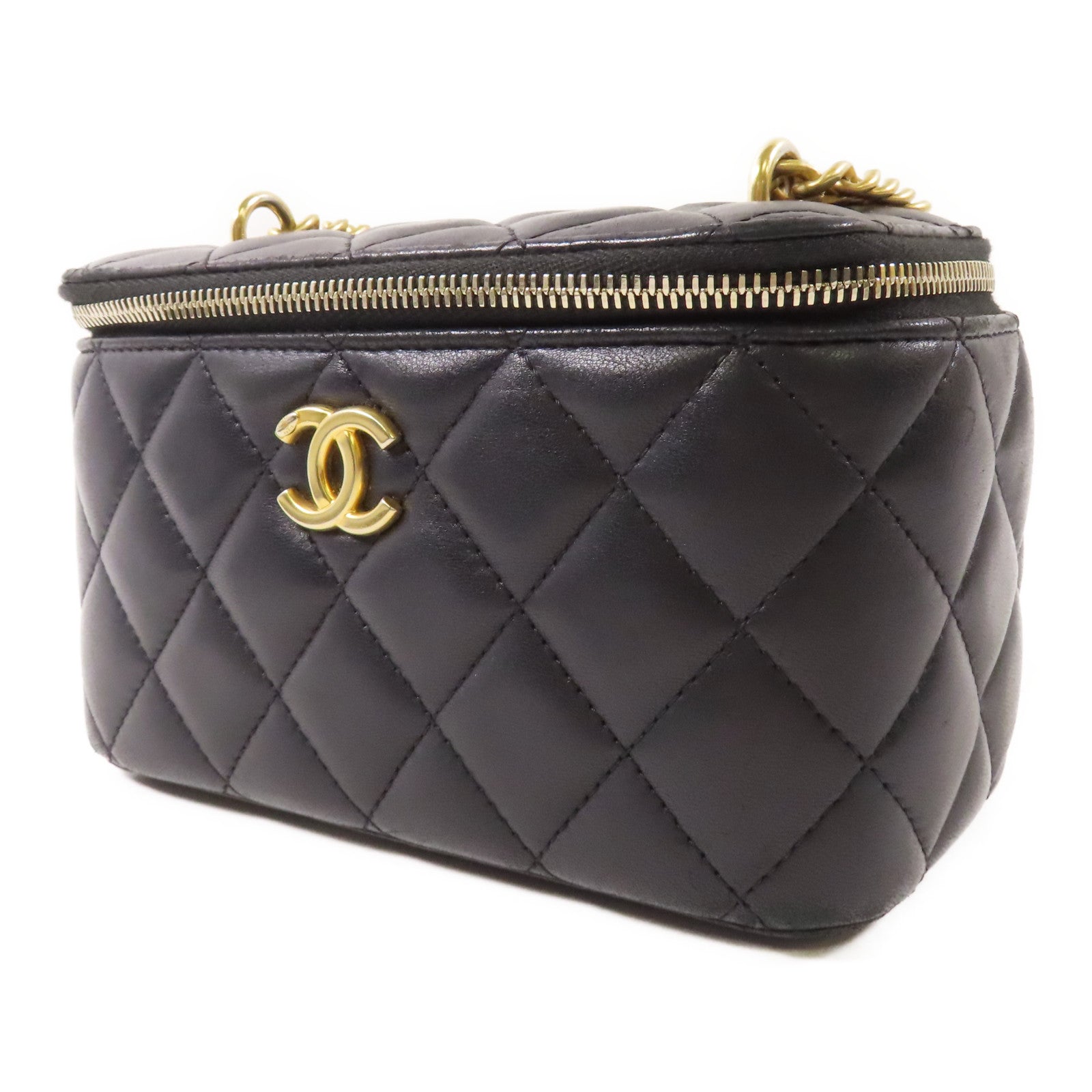 CHANEL 羊皮皮革Vanity Case金扣鏈帶肩背袋