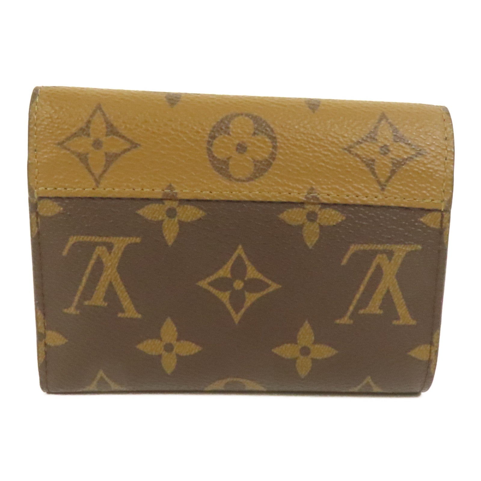 LOUIS VUITTON Monogram/Monogram Reverse Victorine Wallet金扣錢包棕色