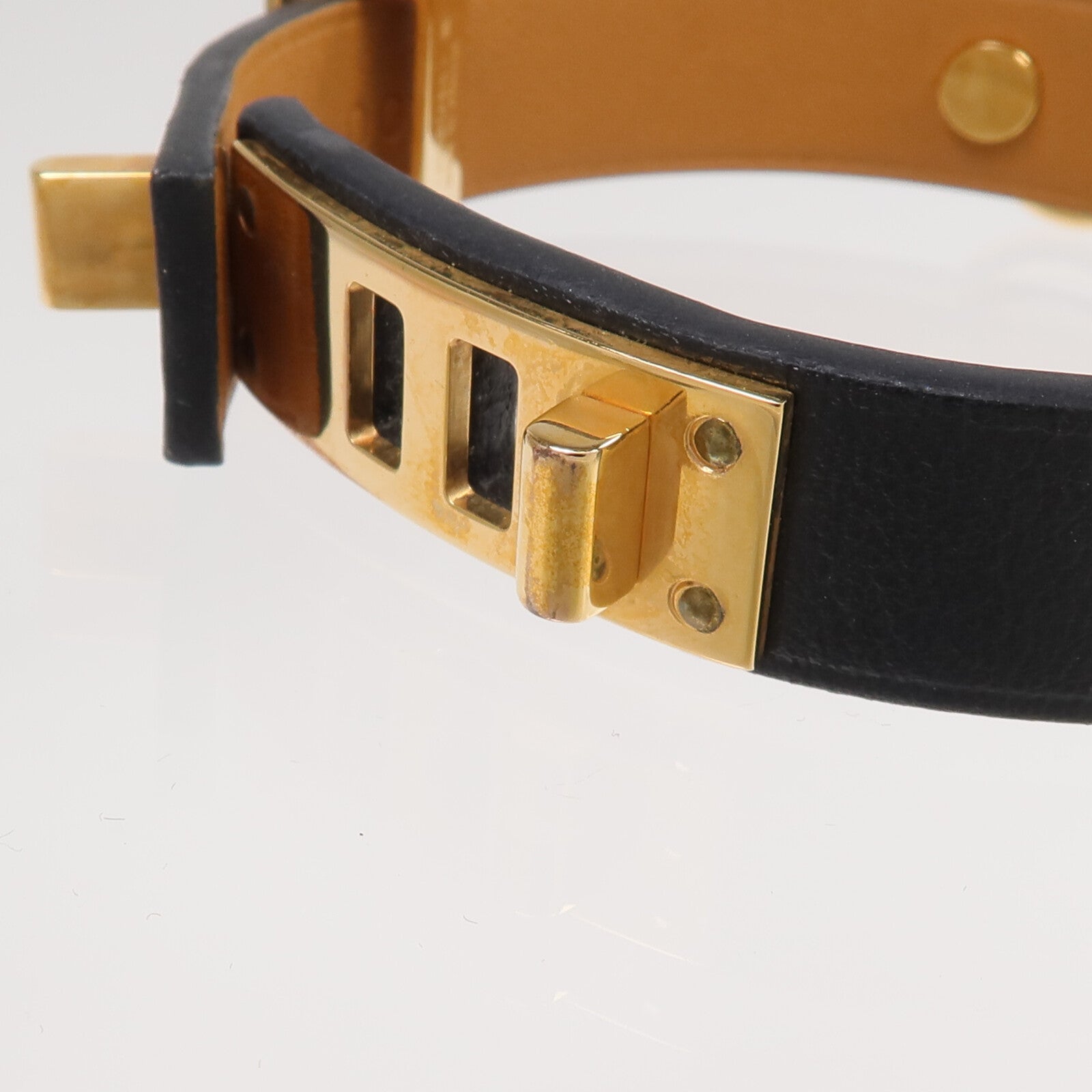 HERMES Swift皮革Mini Dog Bracelet金扣手帶Noir