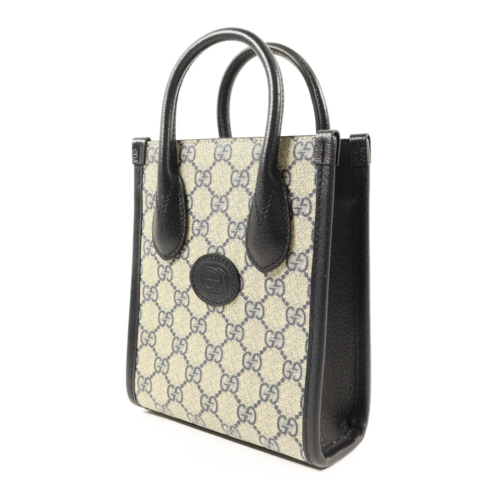 GUCCI 塗層帆布Interlocking G Mini Tote Bag銀扣手挽肩背兩用袋