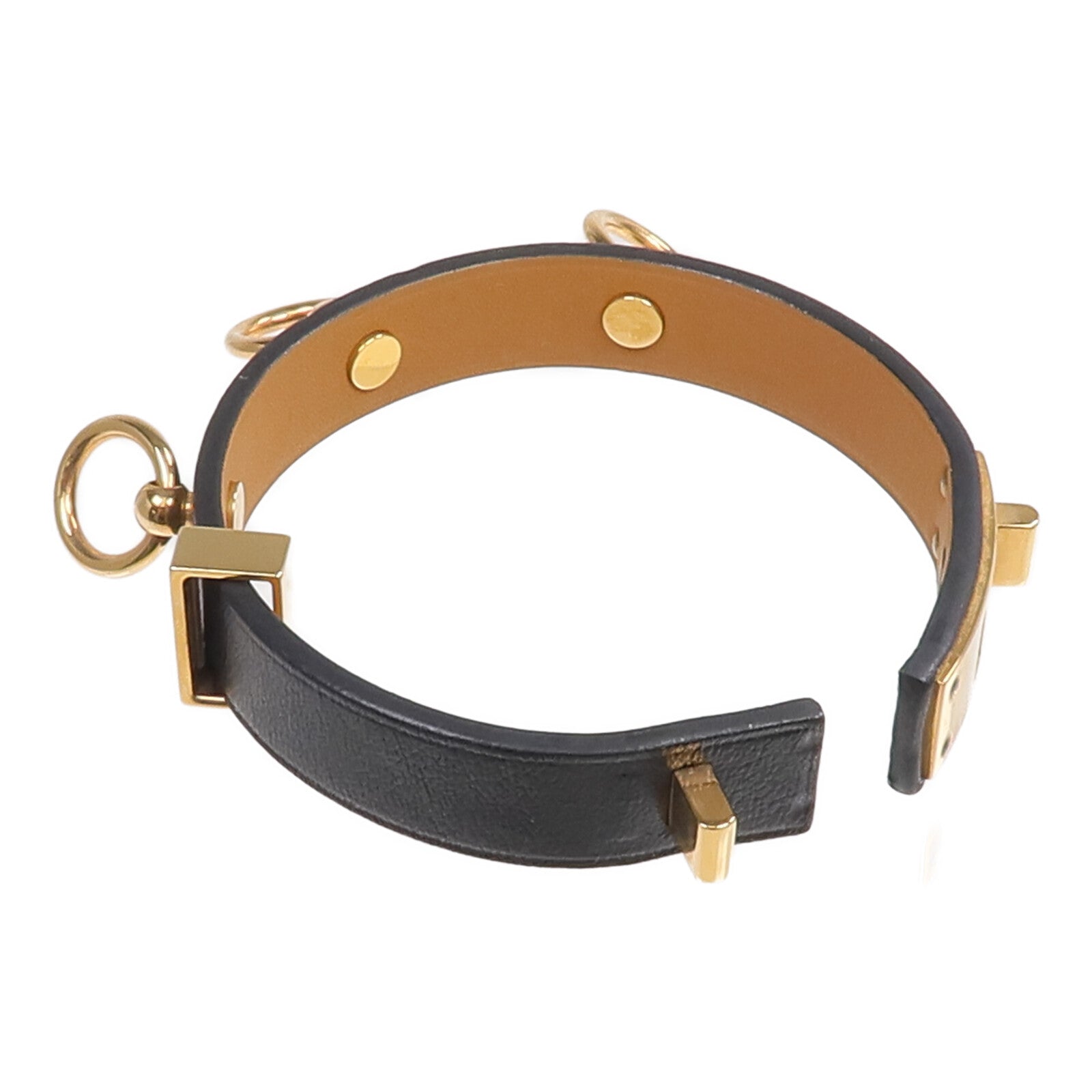 HERMES Swift皮革Mini Dog Bracelet金扣手帶Noir
