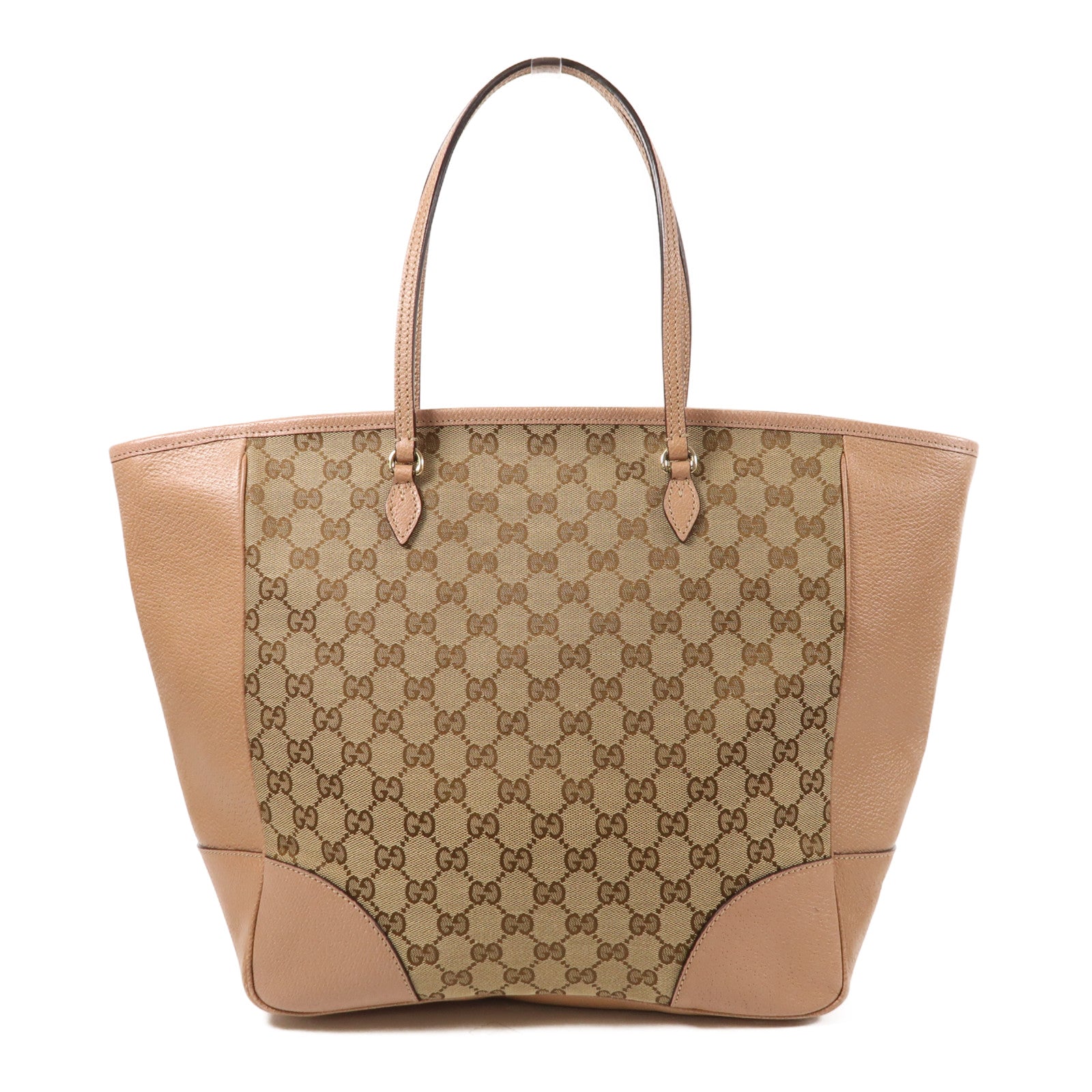GUCCI 帆布/皮革Tote Bag金扣肩背袋