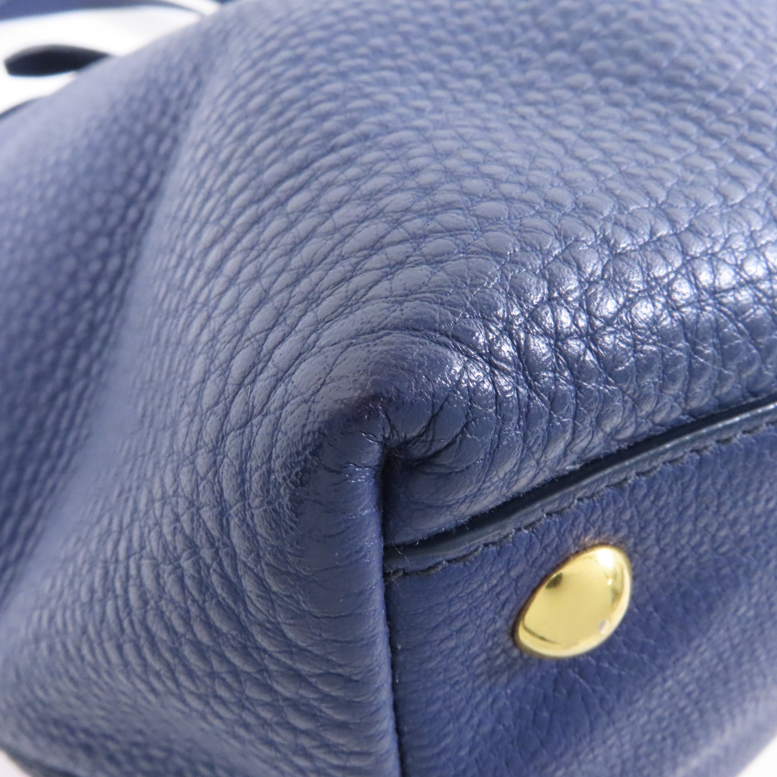 Miu Miu 牛皮皮革2 Way Shoulder Tote金扣手挽肩背兩用袋藍色