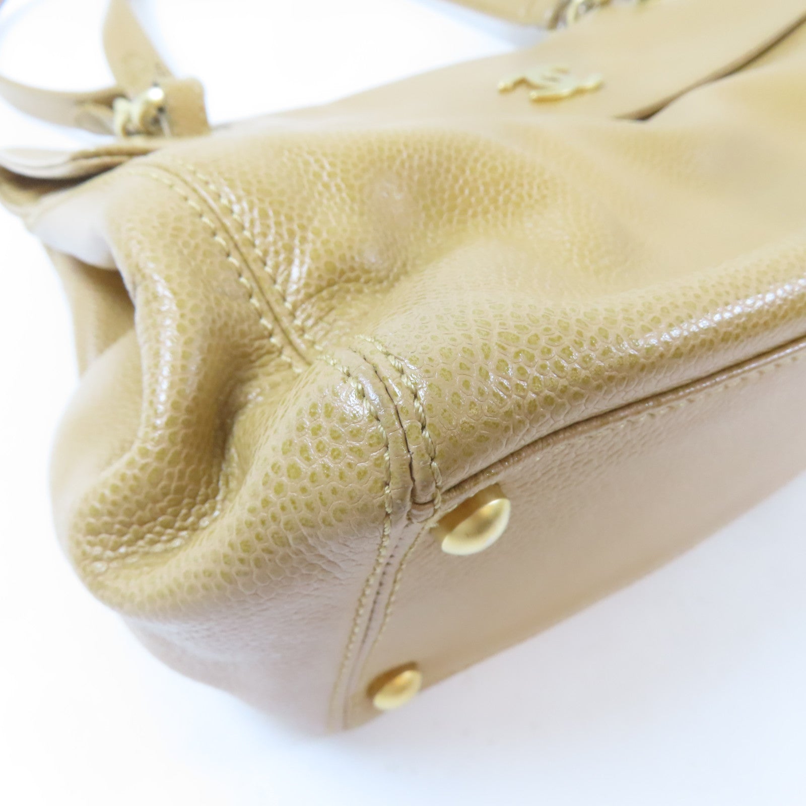 CHANEL Caviar皮革Shoulder Bag金扣肩背袋啡色