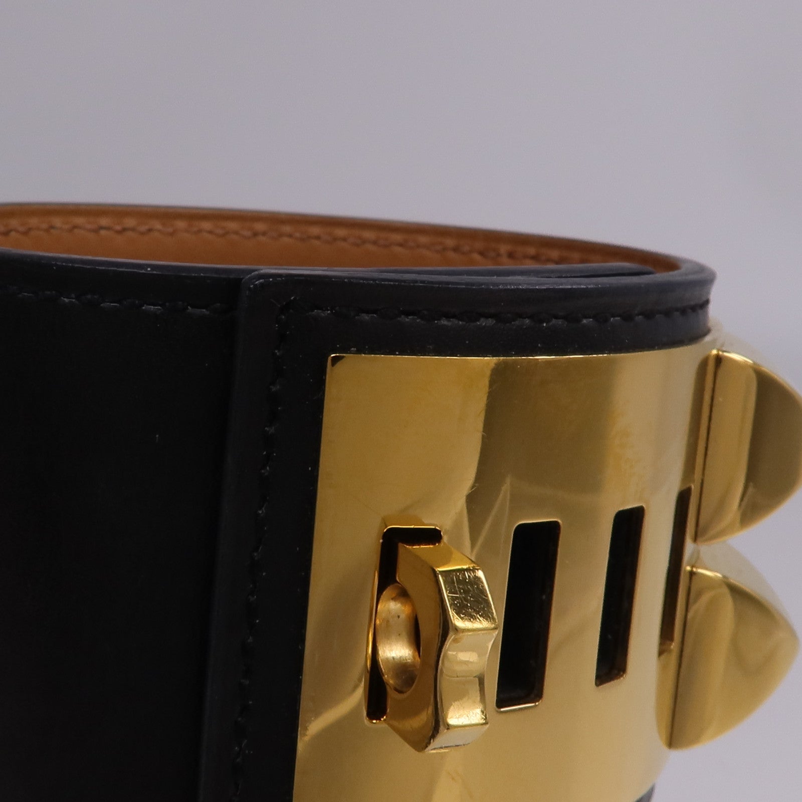 HERMES Box Calf皮革Collier de Chein Bracelet手帶