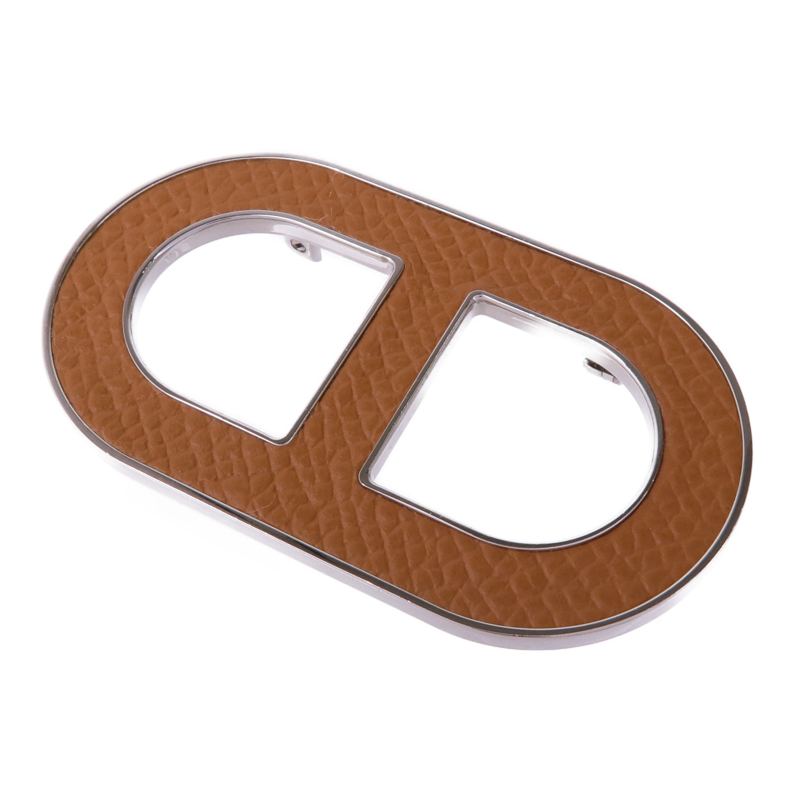 HERMES Epsom皮革/金屬Chaine d'Ancre Brooch胸針Gold