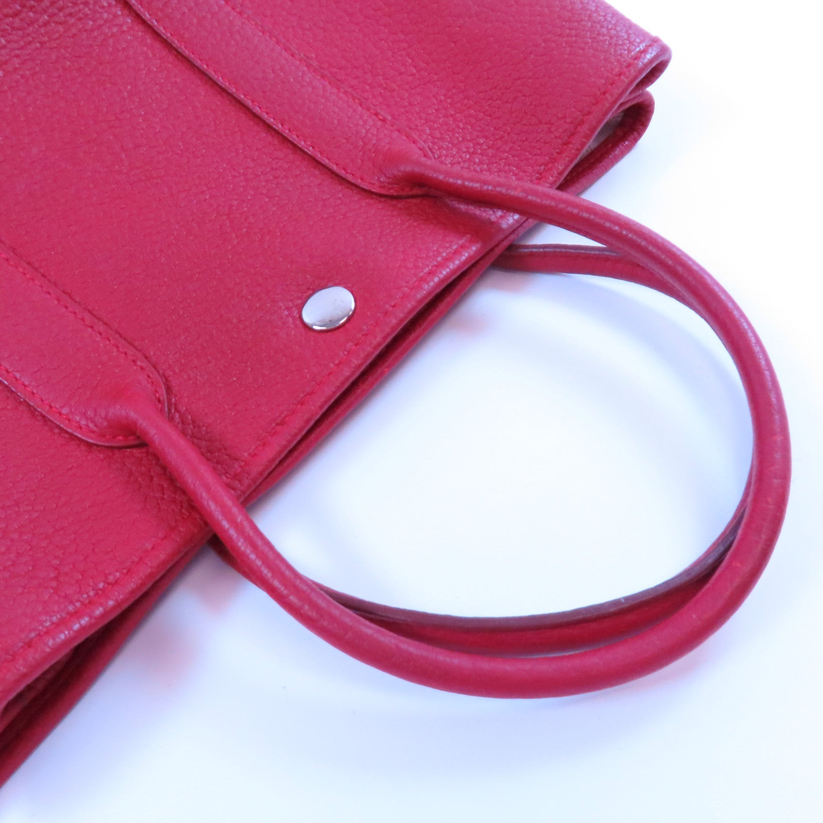 HERMES PHW Garden Party TPM Handbag Negonda Leather Q5 Rouge Casaque Red