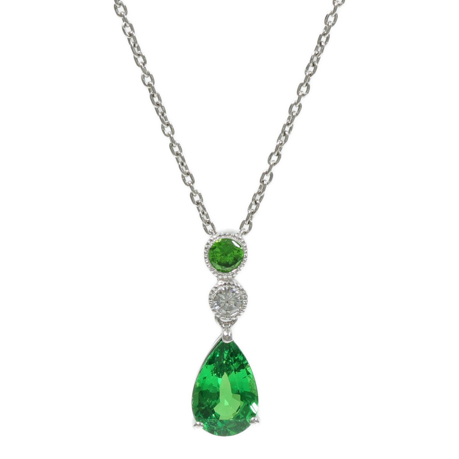 JEWELRY PT900/850鉑金Garnet Diamond Necklace石榴石/鑽石項鍊