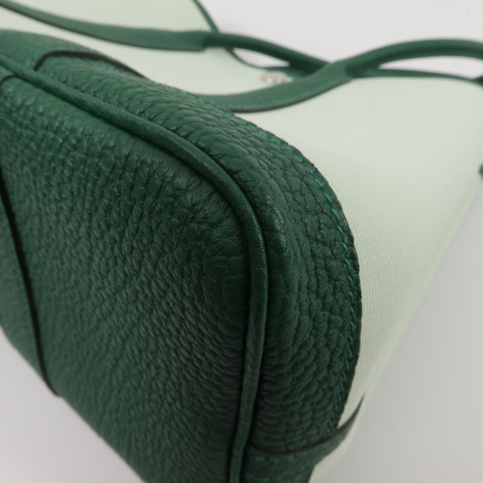 HERMES 帆布/Negonda皮革Garden Party TPM手挽袋Vert Peppermint/Moyen