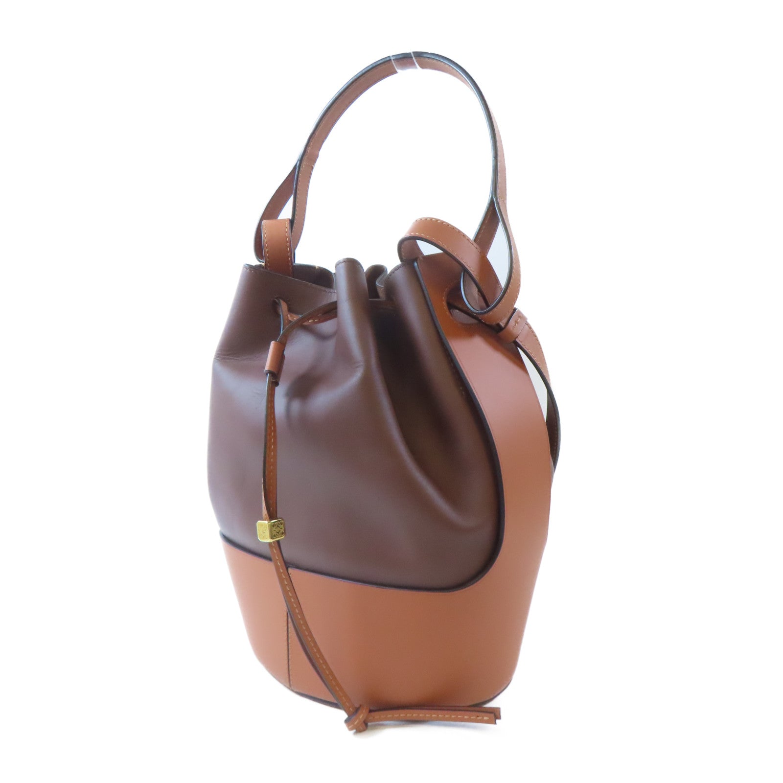 LOEWE【激減優惠】 牛皮皮革Balloon Bag金扣手挽肩背兩用袋啡色