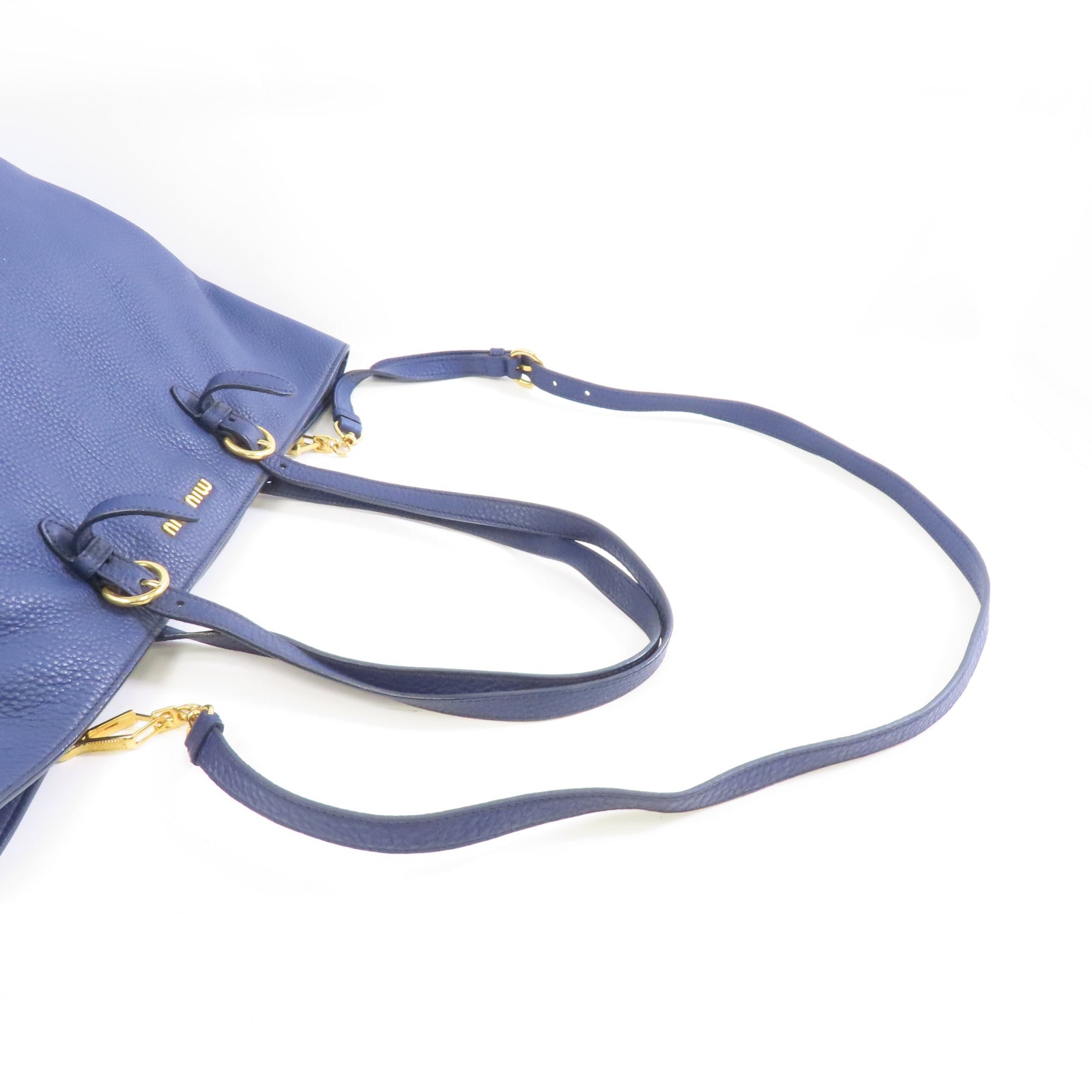 Miu Miu 牛皮皮革2 Way Shoulder Tote金扣手挽肩背兩用袋藍色