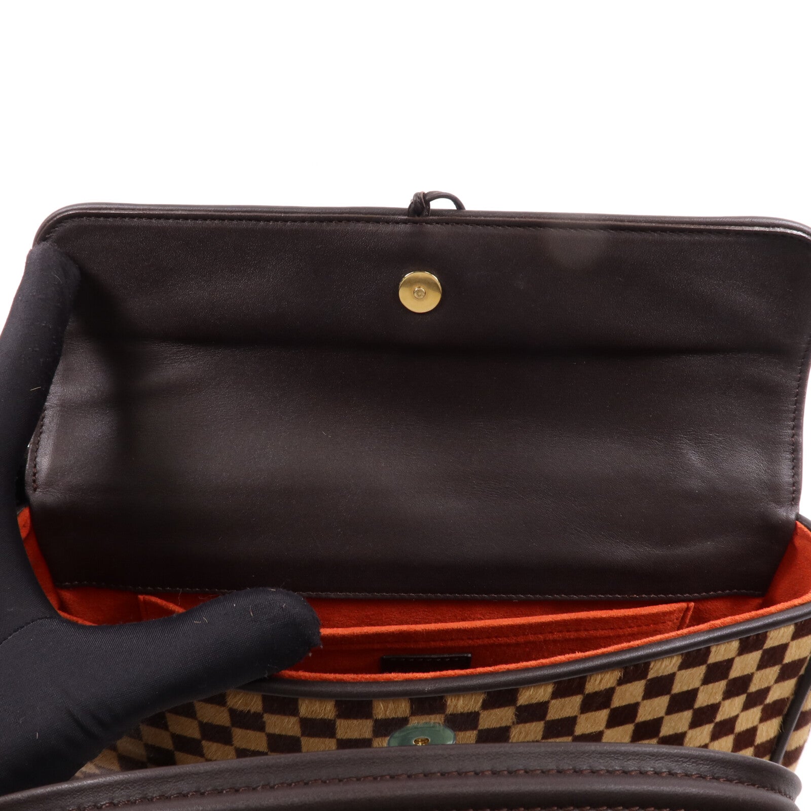 LOUIS VUITTON Damier Sauvage Lionne金扣手挽袋