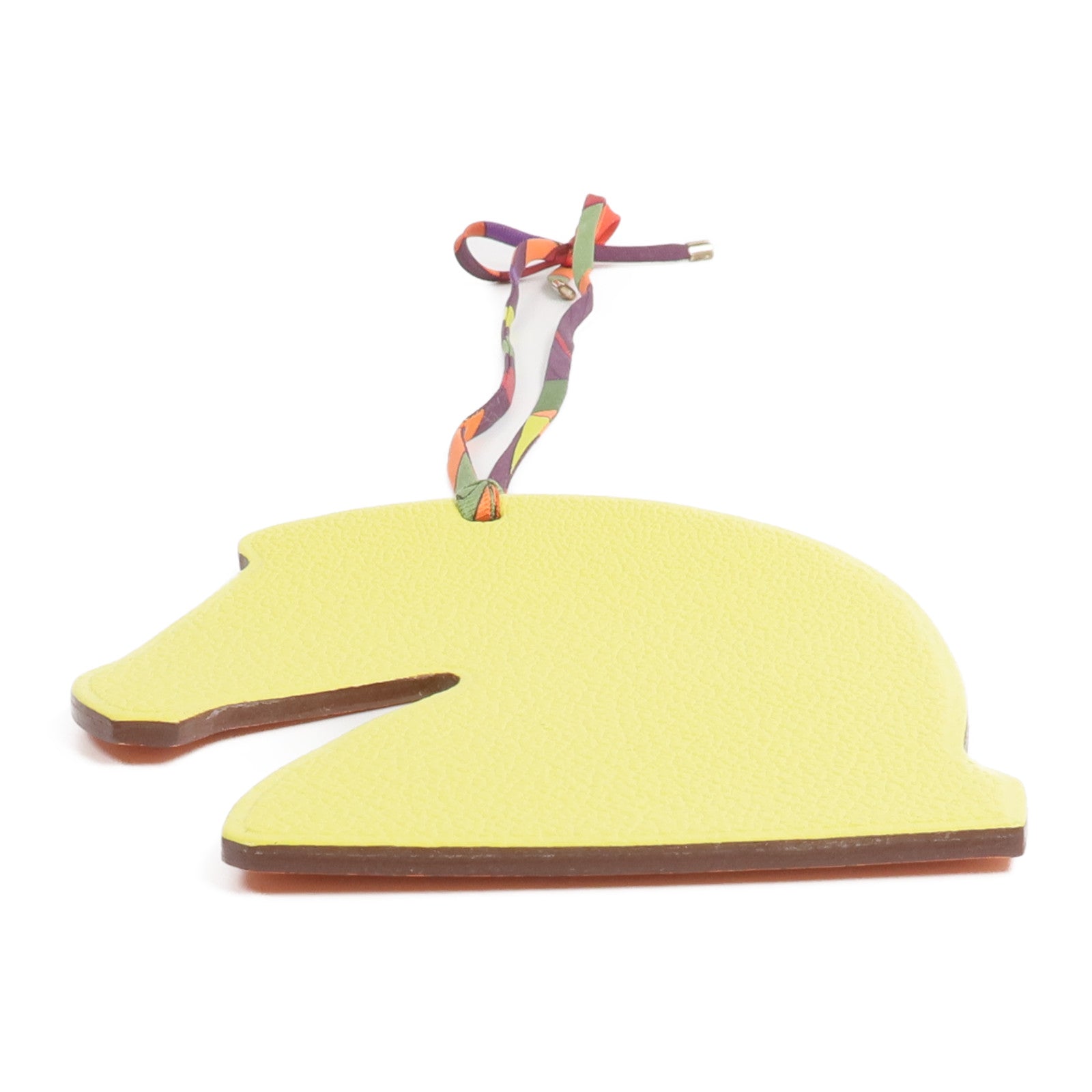 HERMES Chevre/Swift皮革Samarkand掛飾Jaune Poussin/Orange