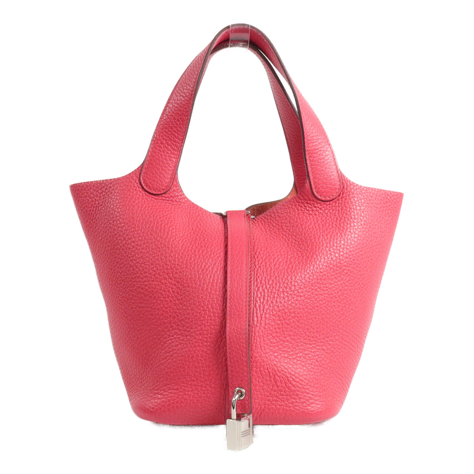HERMES Clemence皮革Picotin PM手挽袋Rose Extreme