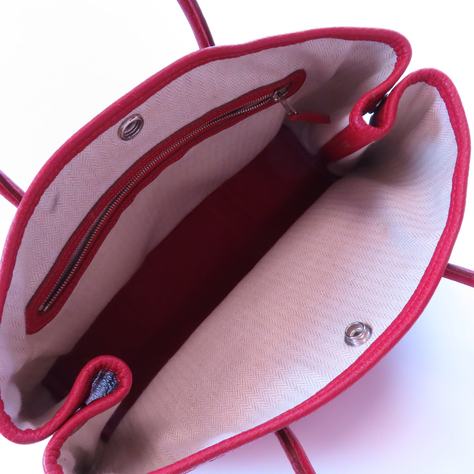 HERMES PHW Garden Party TPM Handbag Negonda Leather Q5 Rouge Casaque Red