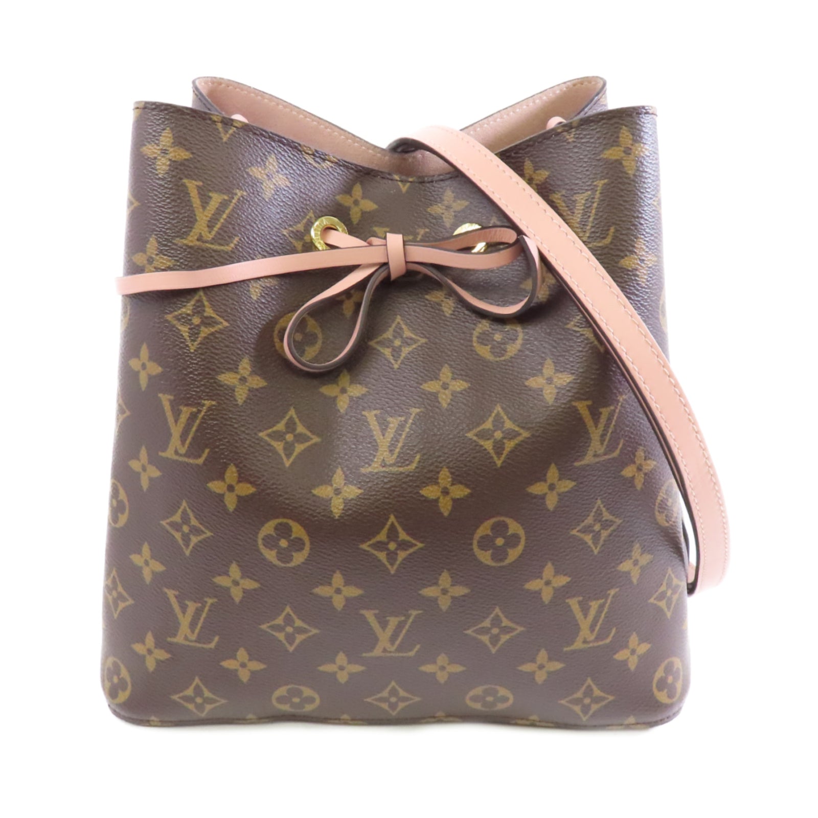 LOUIS VUITTON Monogram Neo Noe MM金扣肩背袋啡色/粉紅色