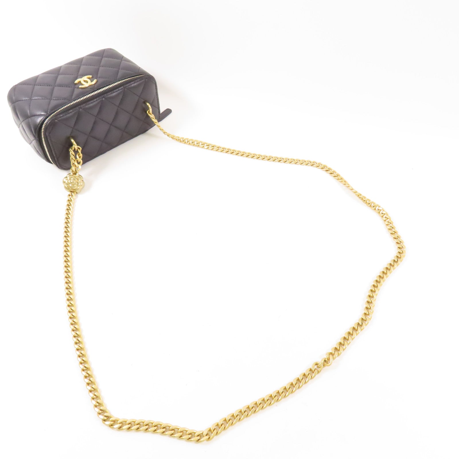 CHANEL 羊皮皮革Vanity Case金扣鏈帶肩背袋