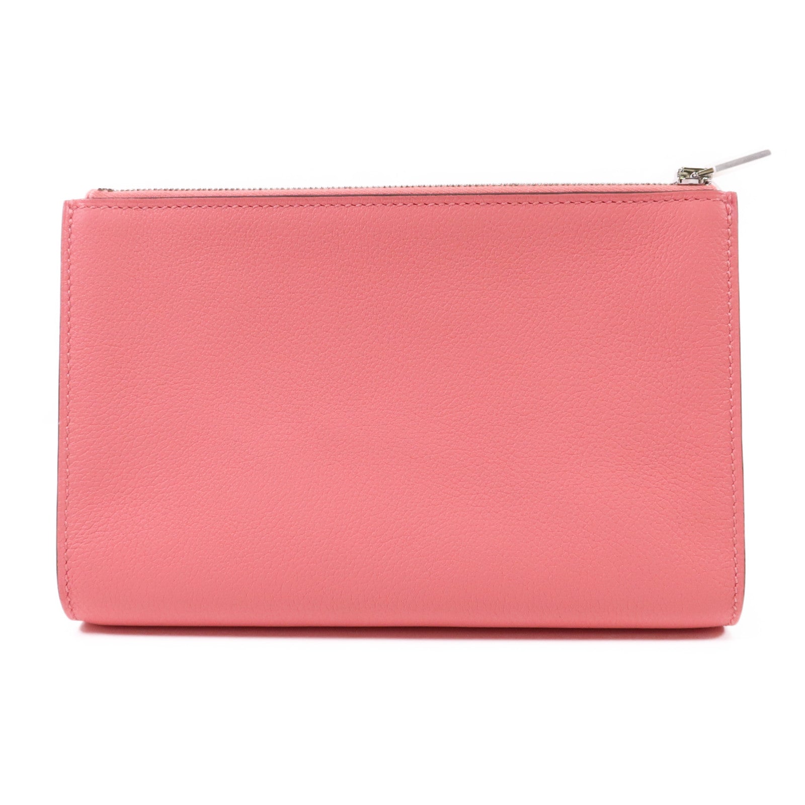 HERMES Evercolor皮革Zipengo Pouch銀扣小袋Rose Azalee