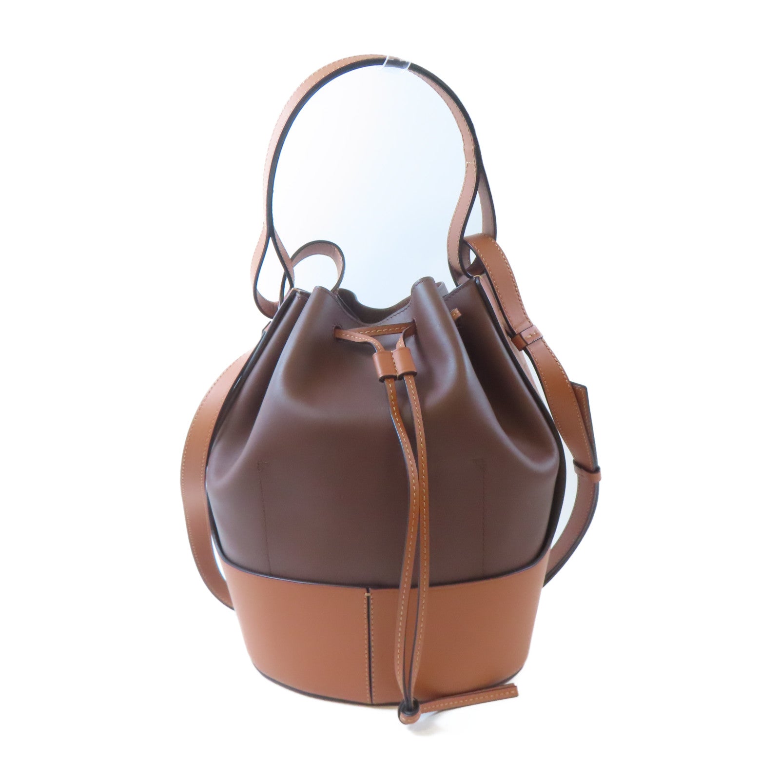 LOEWE【激減優惠】 牛皮皮革Balloon Bag金扣手挽肩背兩用袋啡色