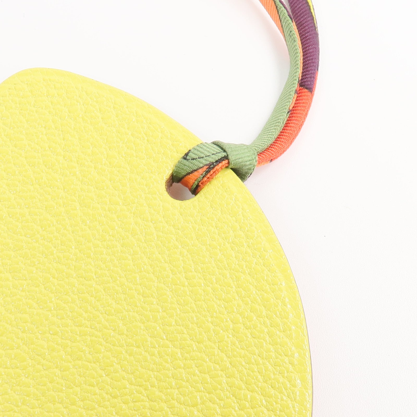 HERMES Chevre/Swift皮革Samarkand掛飾Jaune Poussin/Orange