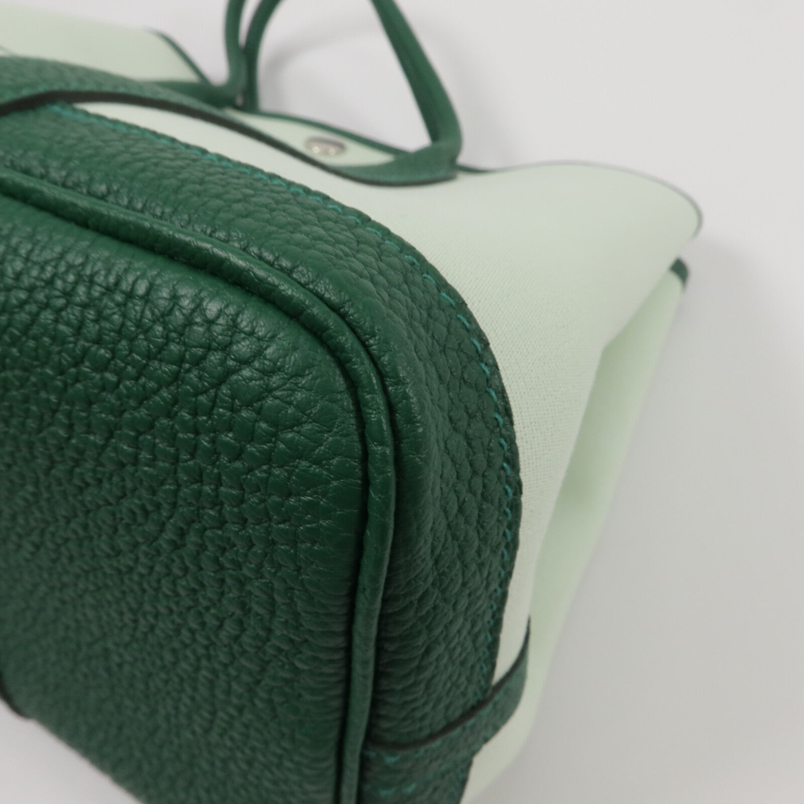 HERMES 帆布/Negonda皮革Garden Party TPM手挽袋Vert Peppermint/Moyen