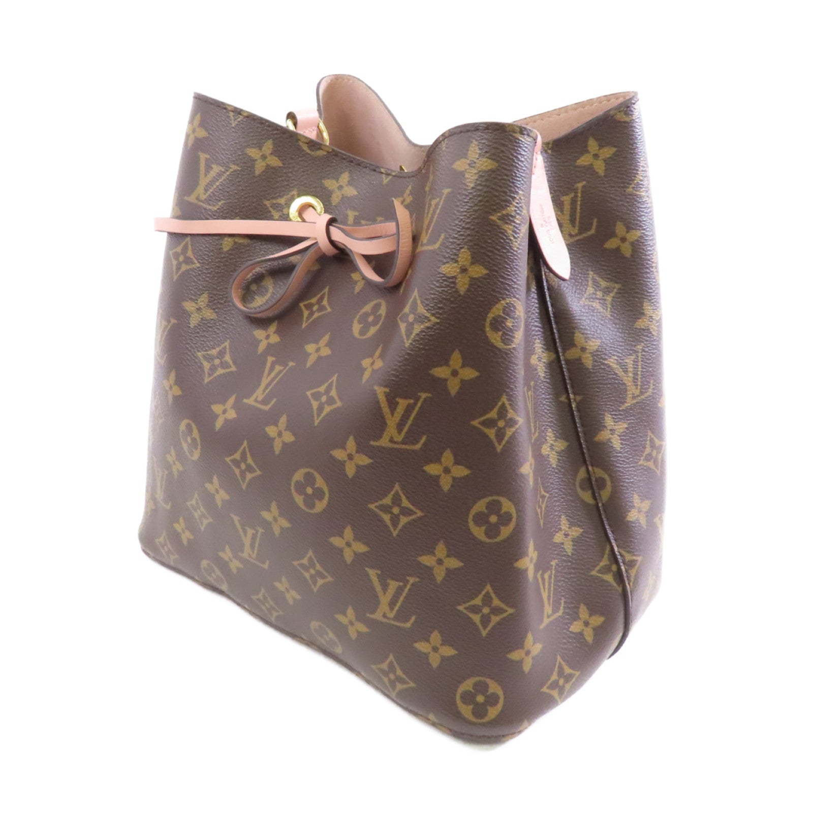 LOUIS VUITTON Monogram Neo Noe MM金扣肩背袋啡色/粉紅色