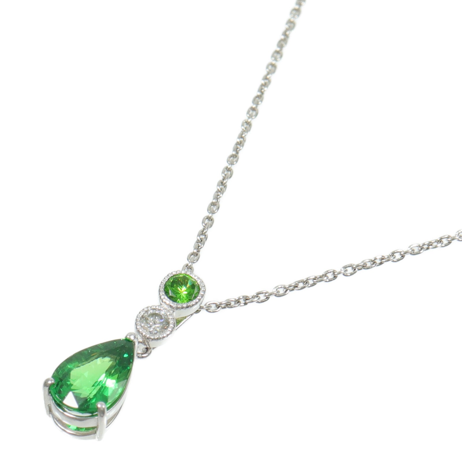 JEWELRY PT900/850鉑金Garnet Diamond Necklace石榴石/鑽石項鍊