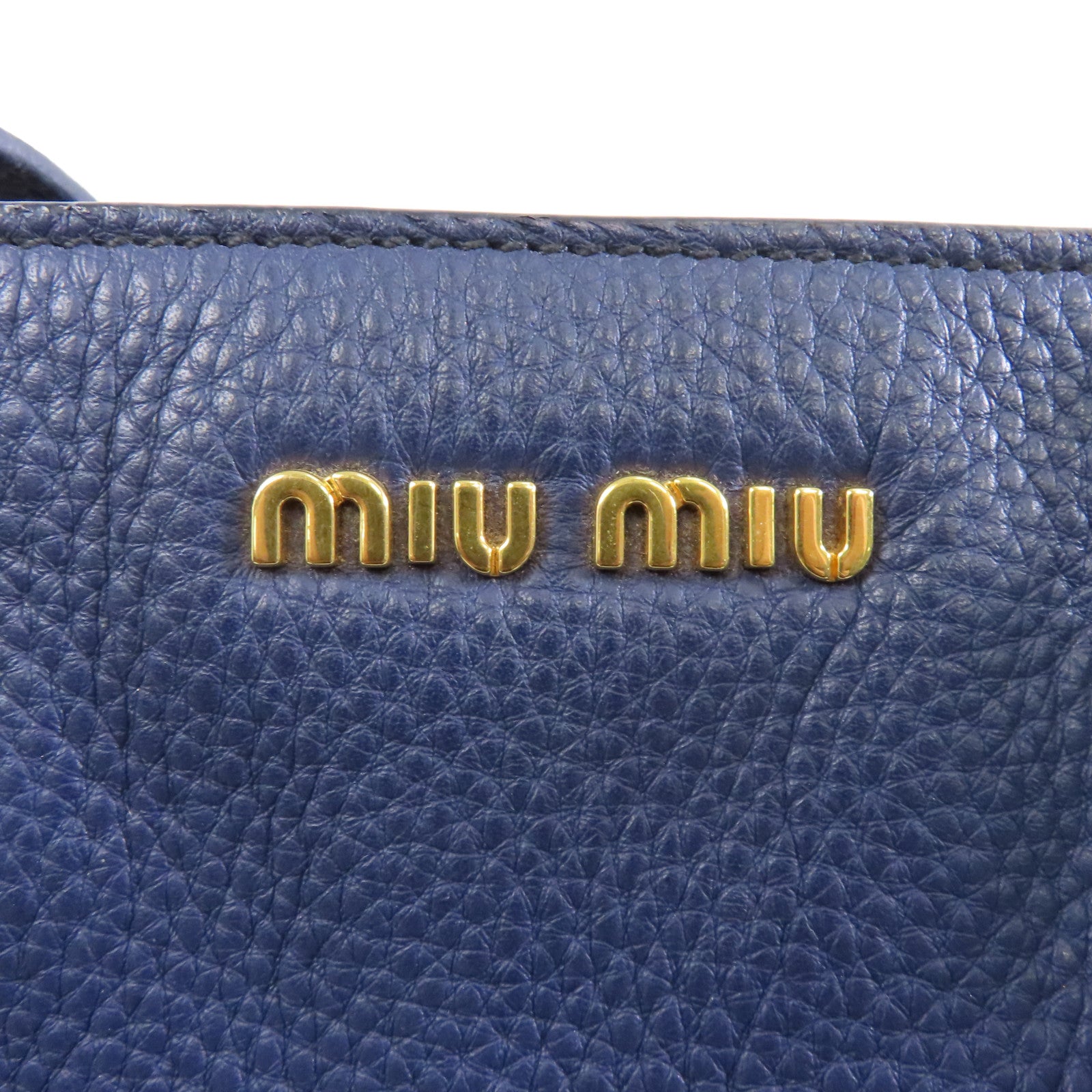 Miu Miu 牛皮皮革2 Way Shoulder Tote金扣手挽肩背兩用袋藍色