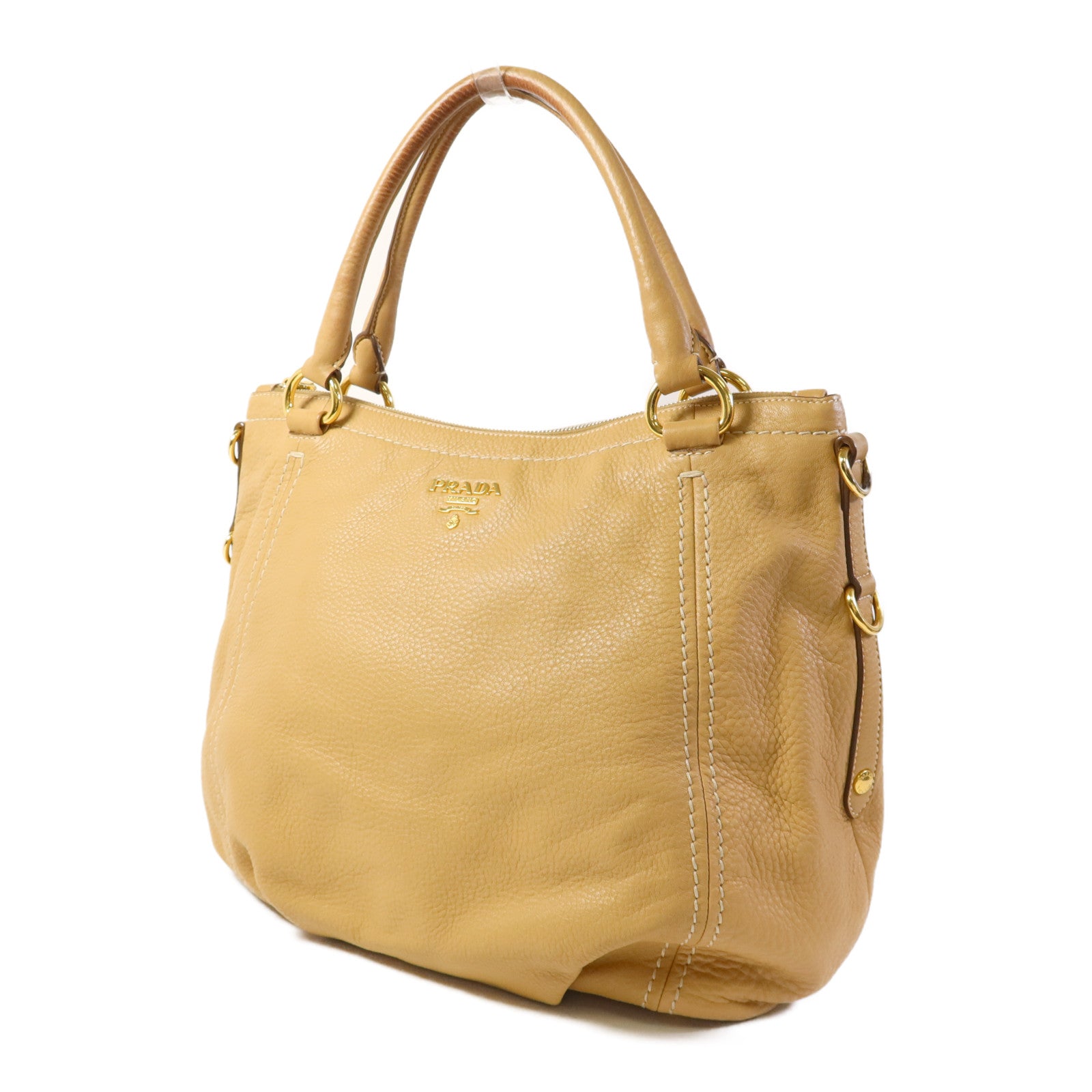 PRADA 【激減優惠】牛皮皮革2 Way Shoulder Bag金扣手挽肩背兩用袋