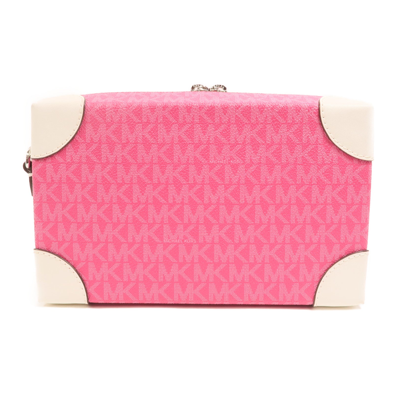 Michael Kors 塗層帆布Jeanie Small Embellished Signature銀扣肩背袋