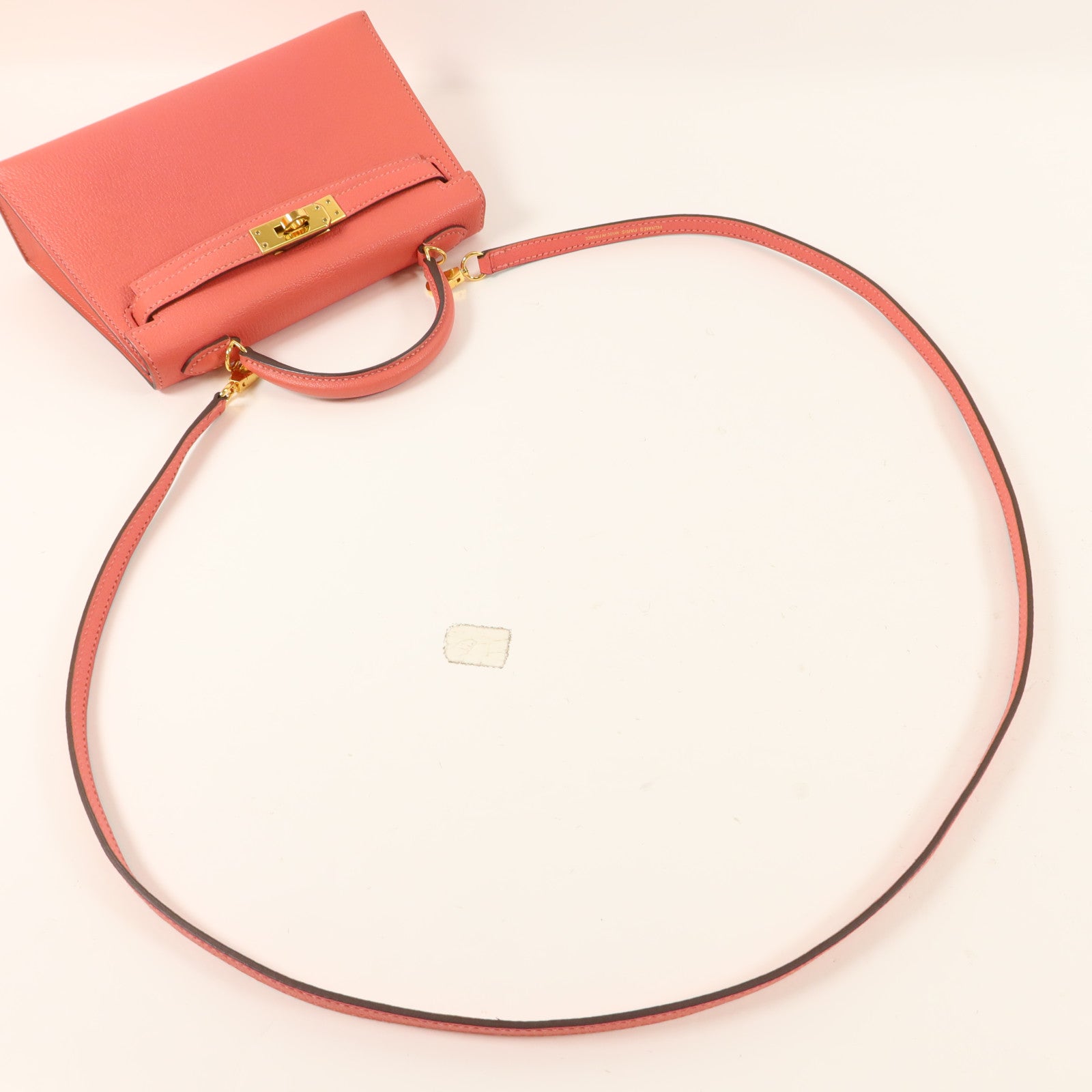 HERMES Chevre皮革Mini Kelly II手挽肩背兩用袋Rose Extreme