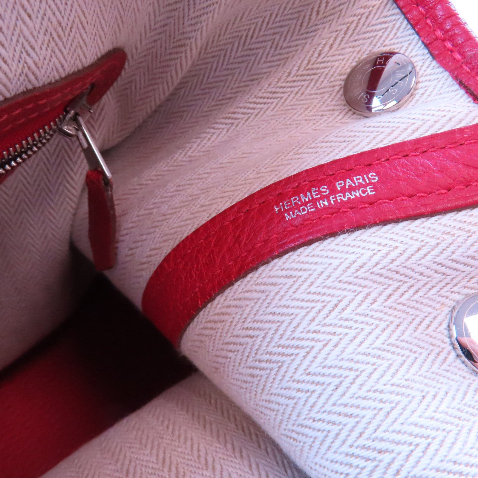 HERMES PHW Garden Party TPM Handbag Negonda Leather Q5 Rouge Casaque Red