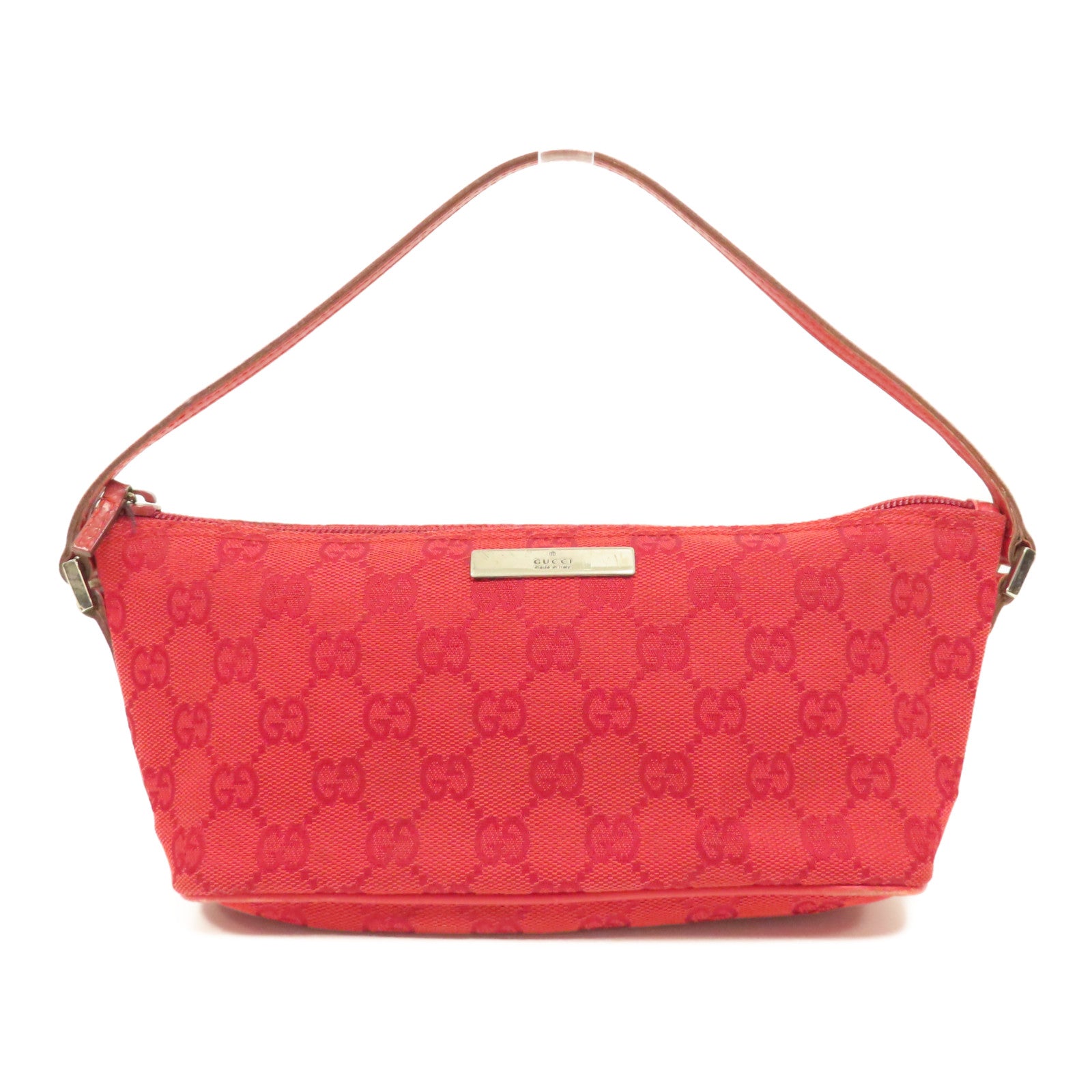 GUCCI 【激減優惠】帆布Hand Bag銀扣手挽袋紅色