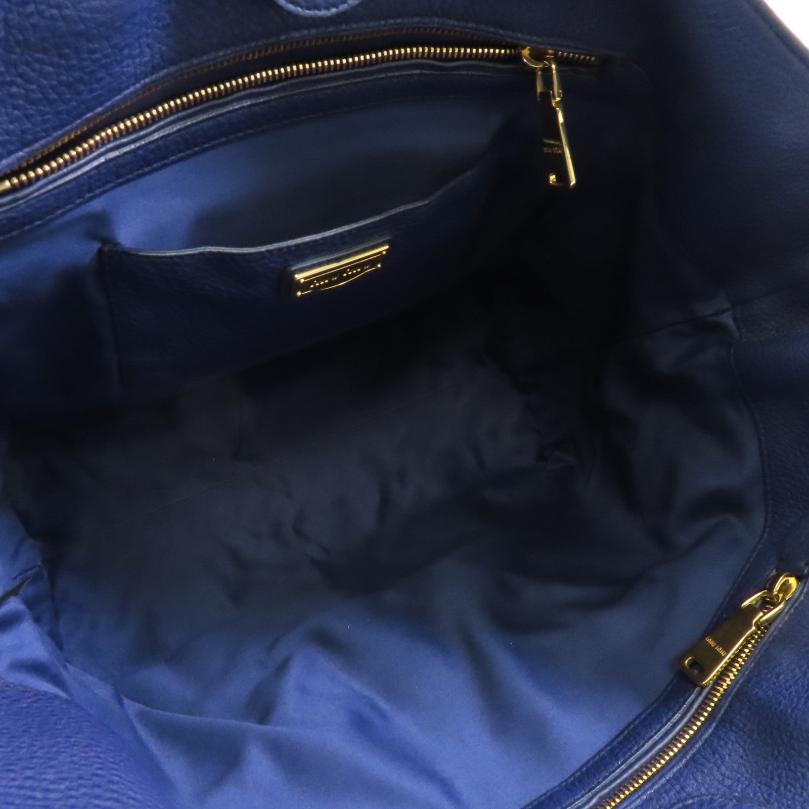 Miu Miu 牛皮皮革2 Way Shoulder Tote金扣手挽肩背兩用袋藍色