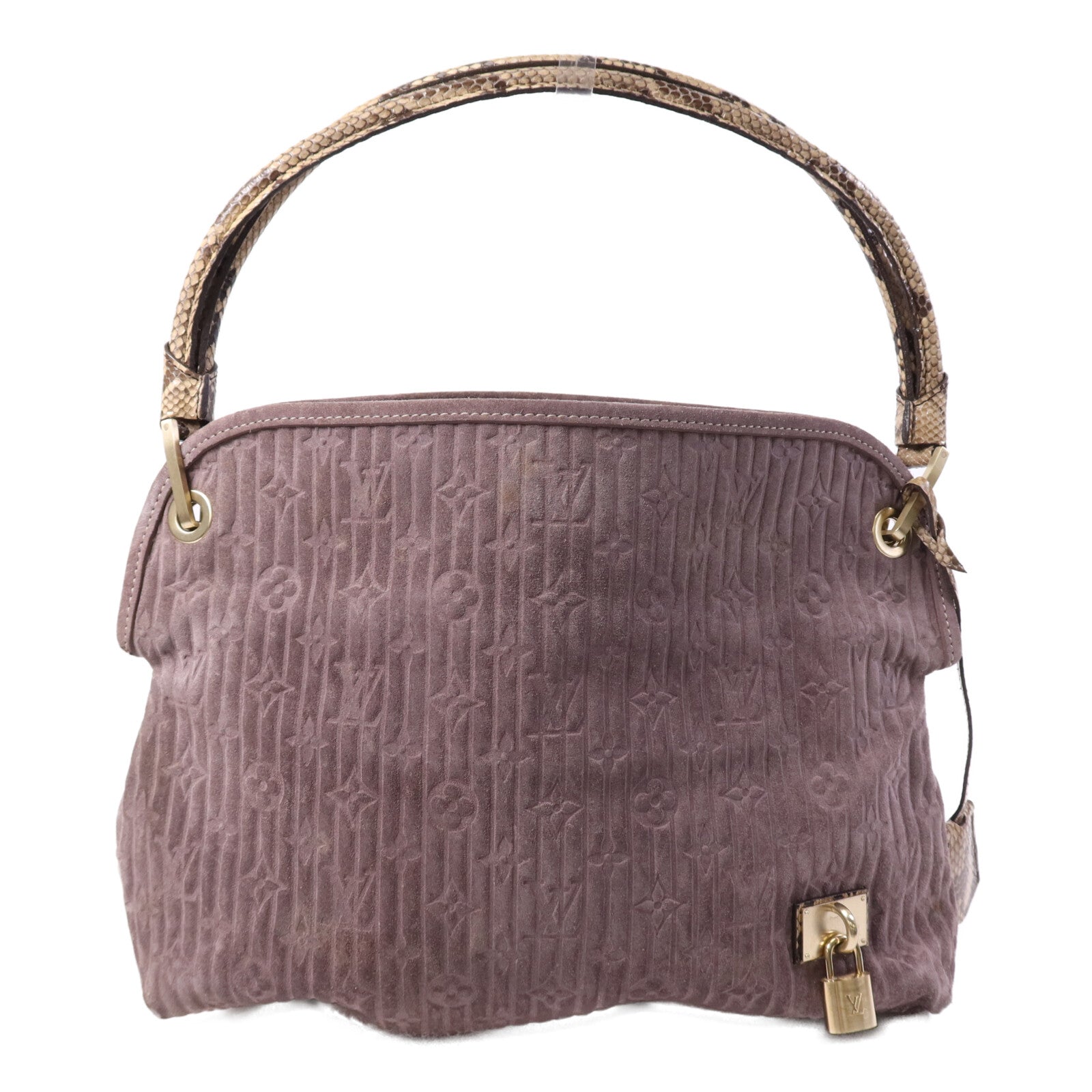 LOUIS VUITTON 【激減優惠】麂皮皮革/蛇皮Monogram Suede Whisper金扣肩背袋