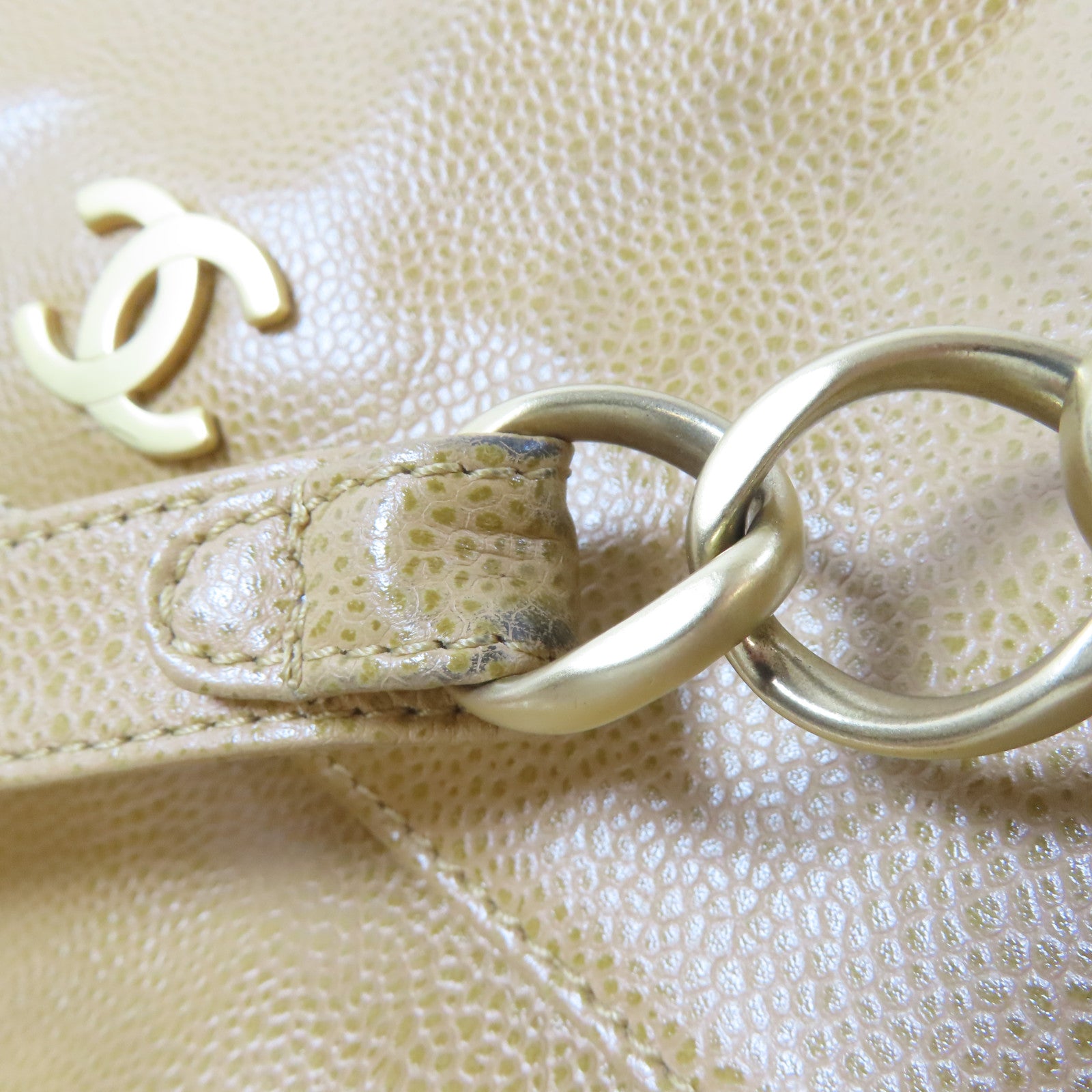 CHANEL Caviar皮革Shoulder Bag金扣肩背袋啡色