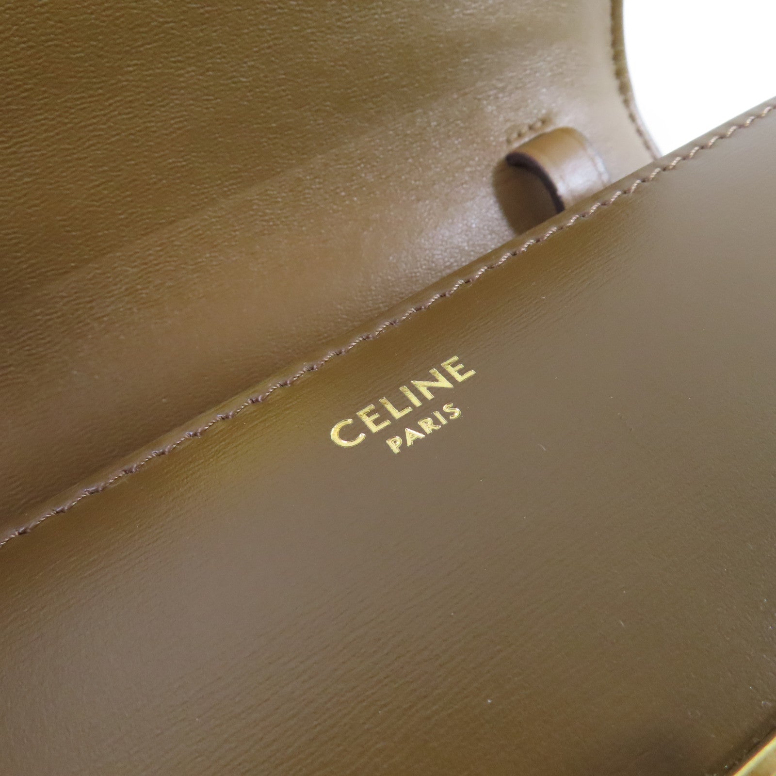 CELINE 牛皮皮革Classic Box Shoulder Bag金扣肩背袋啡色