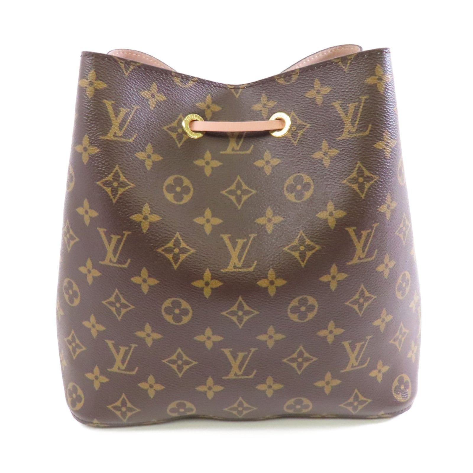 LOUIS VUITTON Monogram Neo Noe MM金扣肩背袋啡色/粉紅色